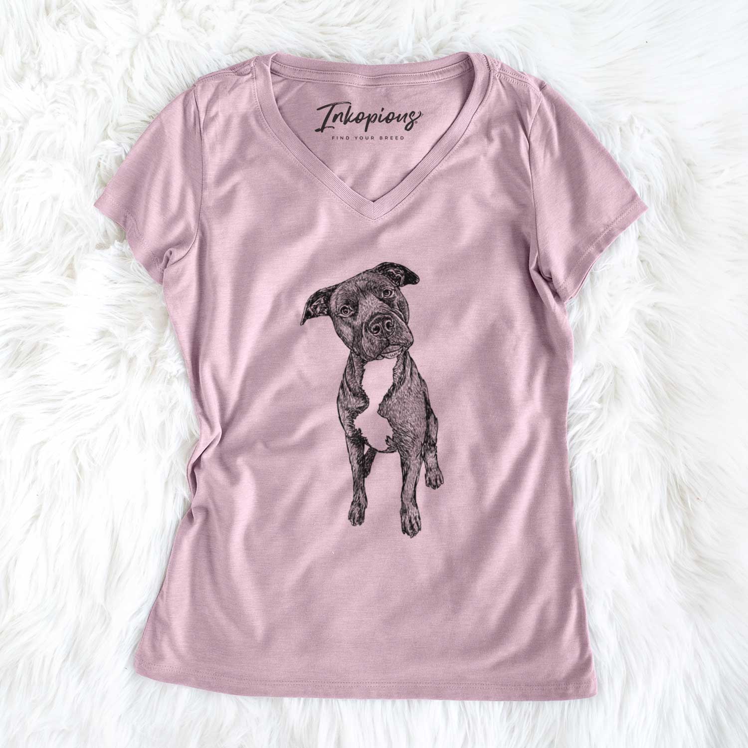 Doodled Kaya the Pitbull Mix - Women's V-neck Shirt