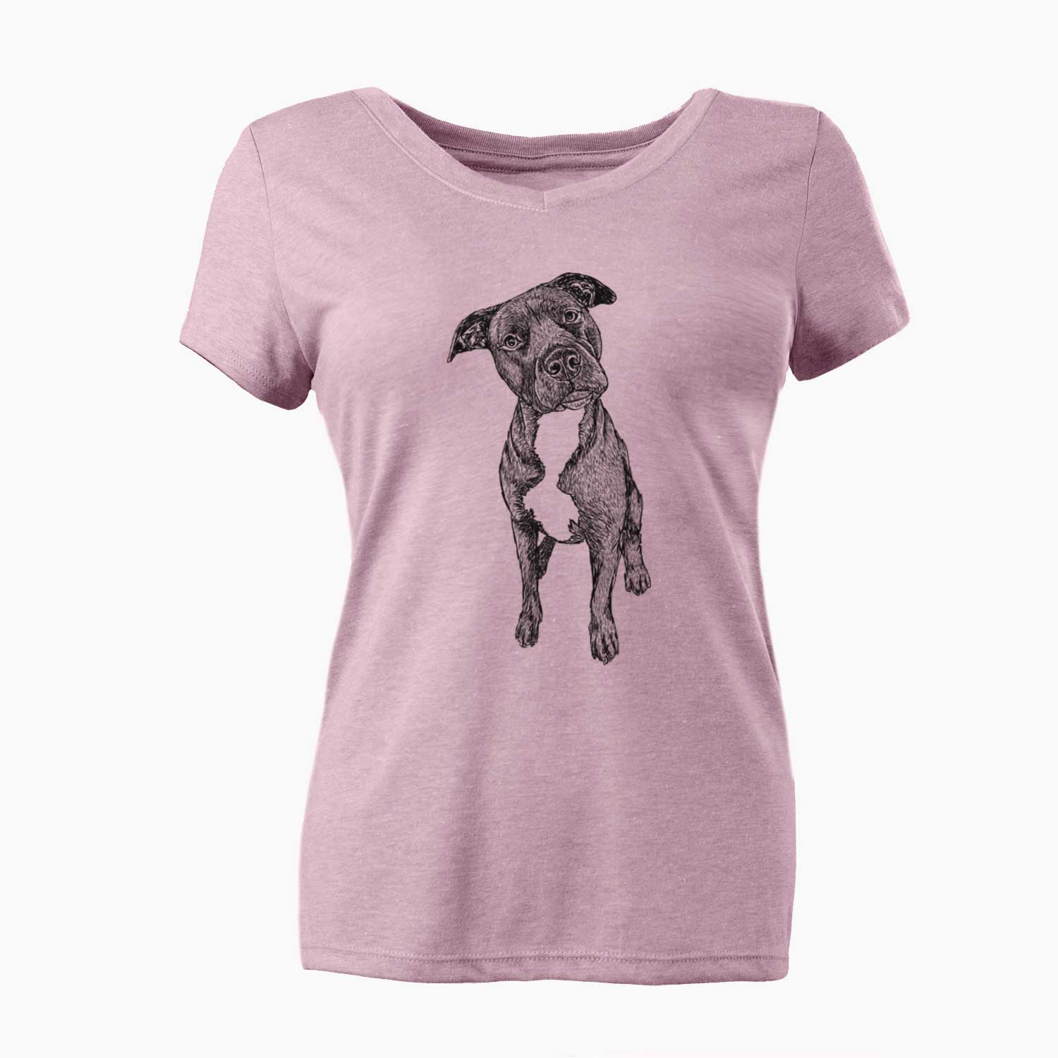 Doodled Kaya the Pitbull Mix - Women's V-neck Shirt