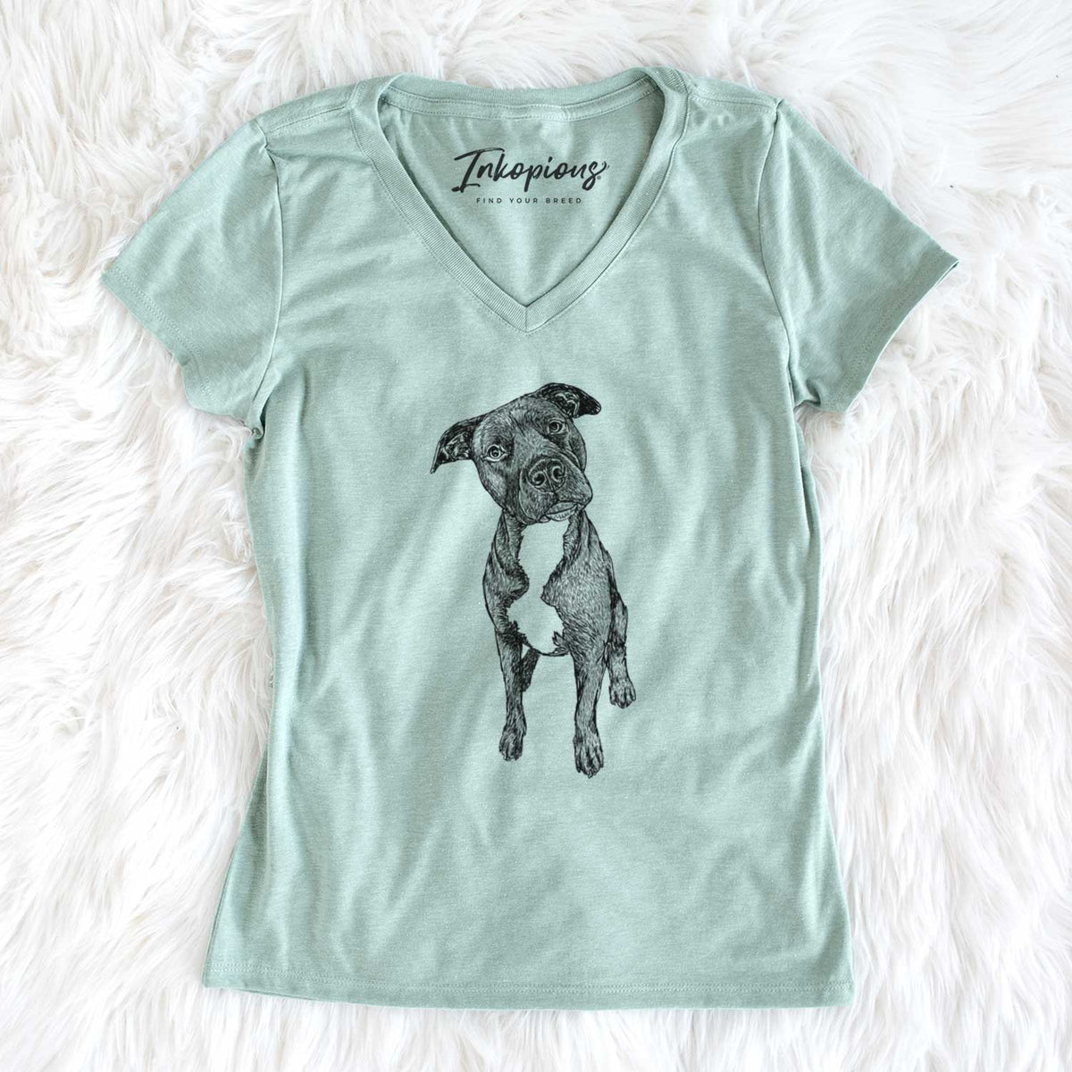 Doodled Kaya the Pitbull Mix - Women's V-neck Shirt
