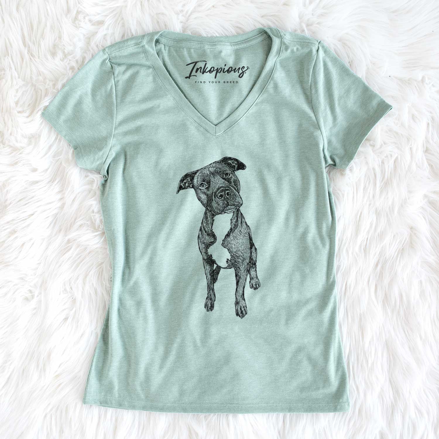 Doodled Kaya the Pitbull Mix - Women's V-neck Shirt