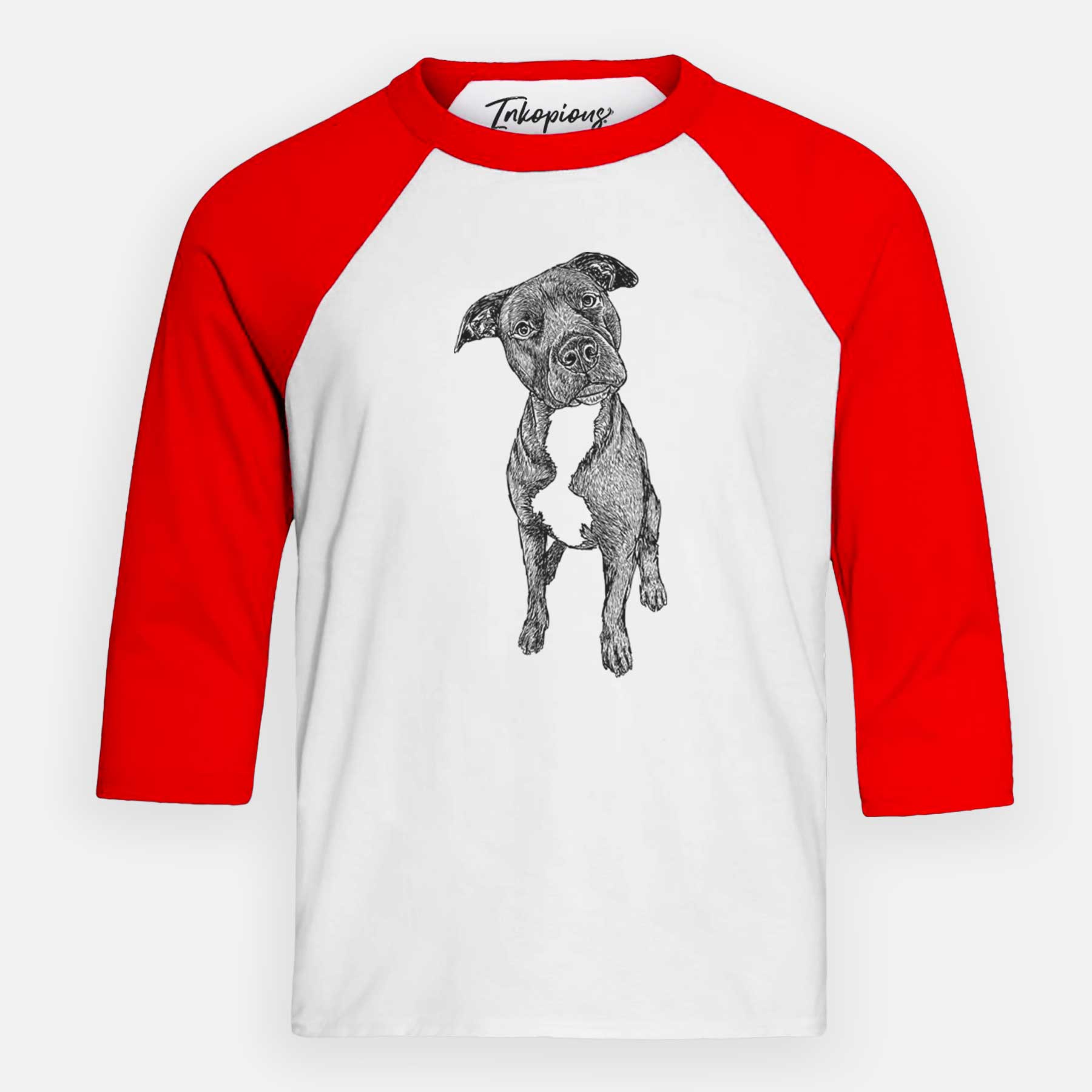 Doodled Kaya the Pitbull Mix - Youth 3/4 Long Sleeve