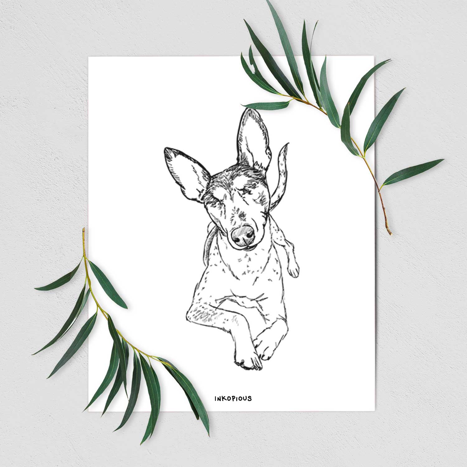 Doodled Kayla the Rat Terrier Mix Art Print