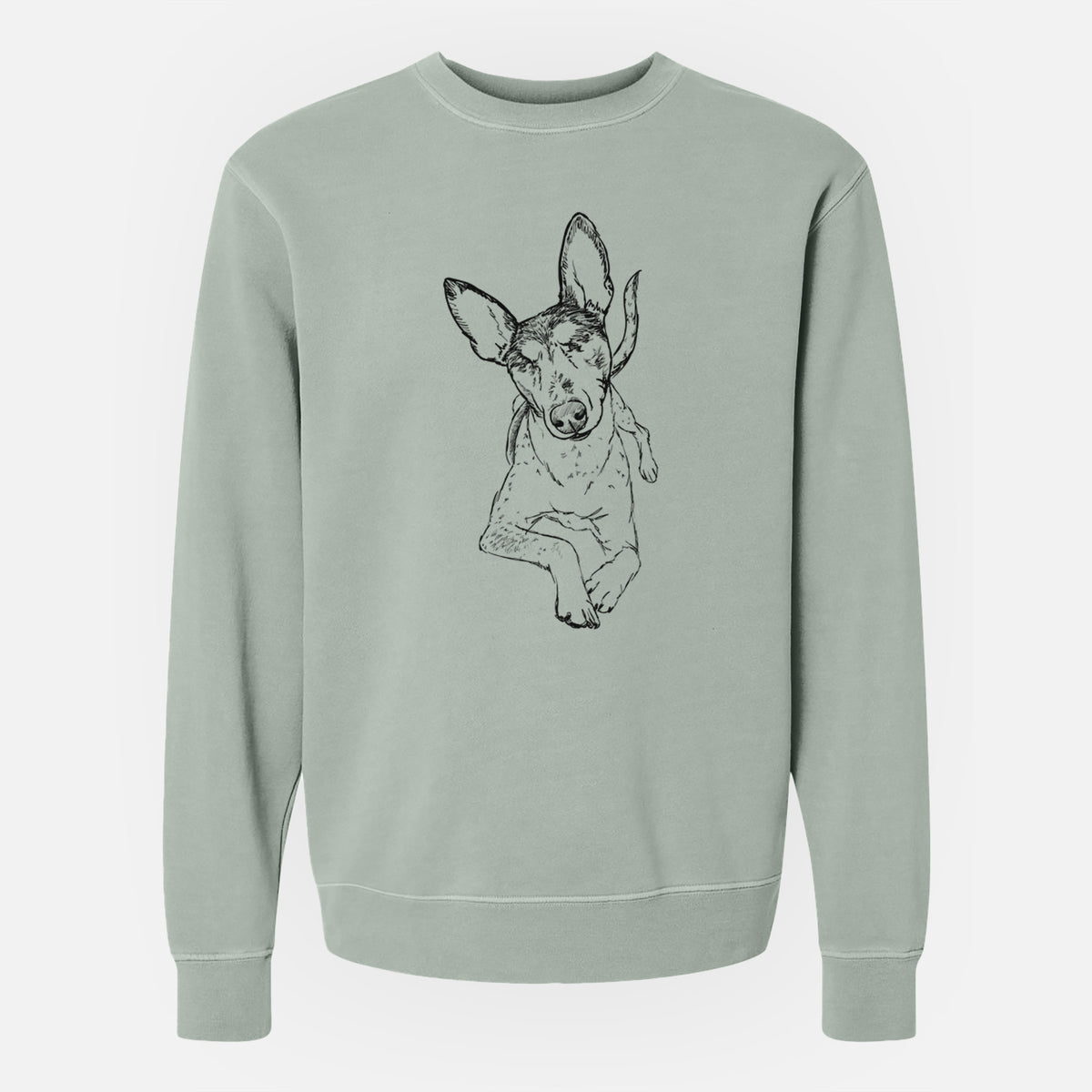 Doodled Kayla the Rat Terrier Mix - Unisex Pigment Dyed Crew Sweatshirt