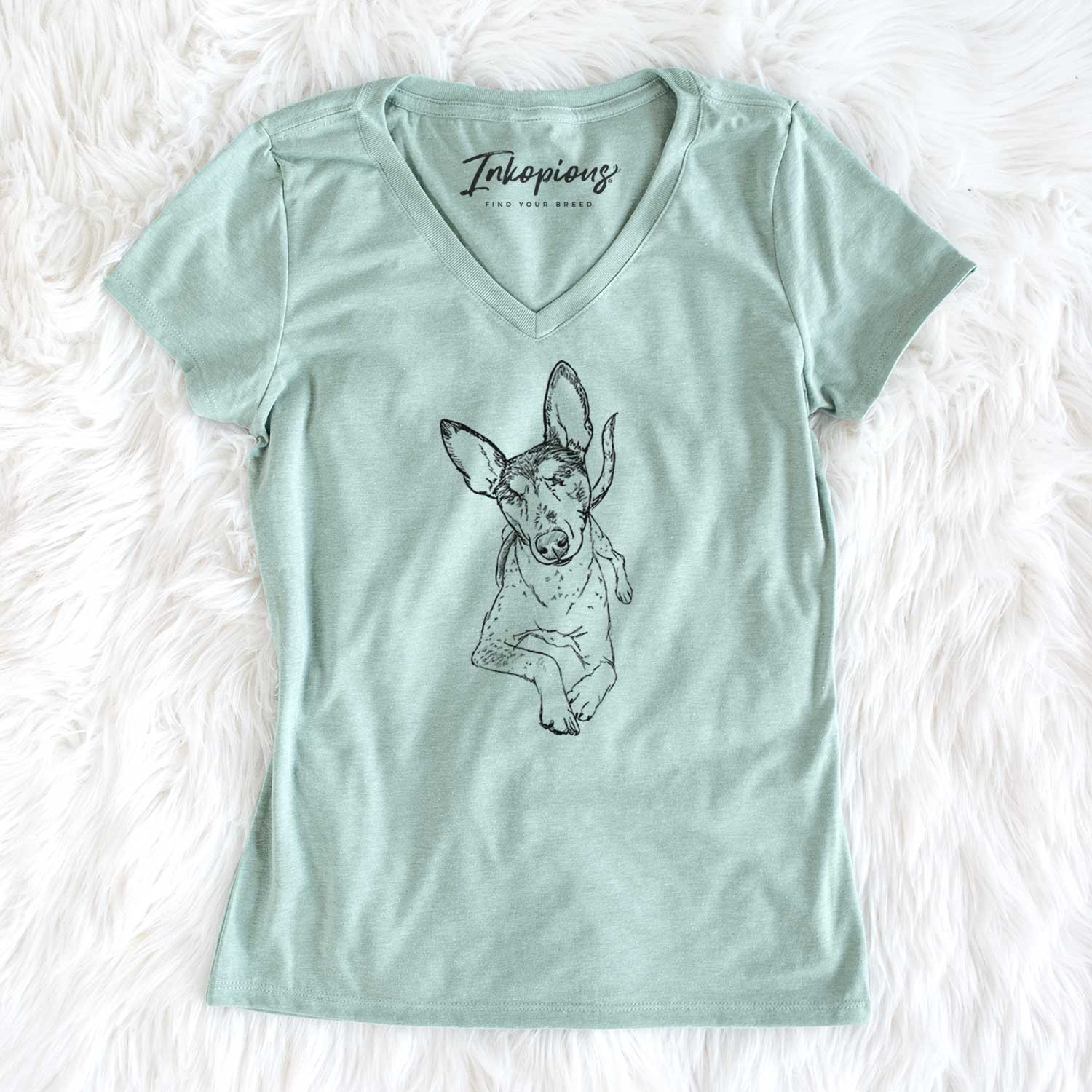 Doodled Kayla the Rat Terrier Mix - Women's V-neck Shirt