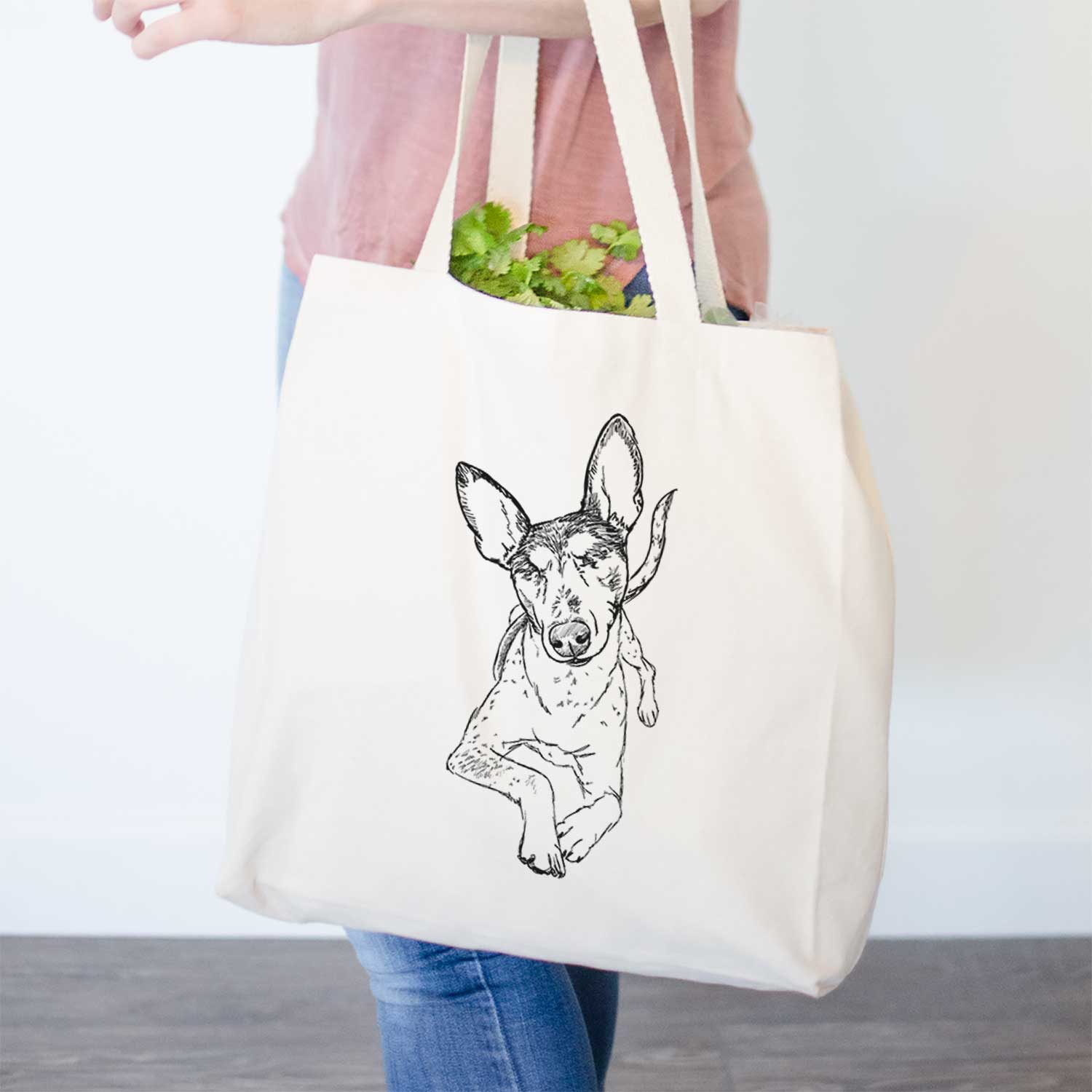 Doodled Kayla the Rat Terrier Mix - Tote Bag