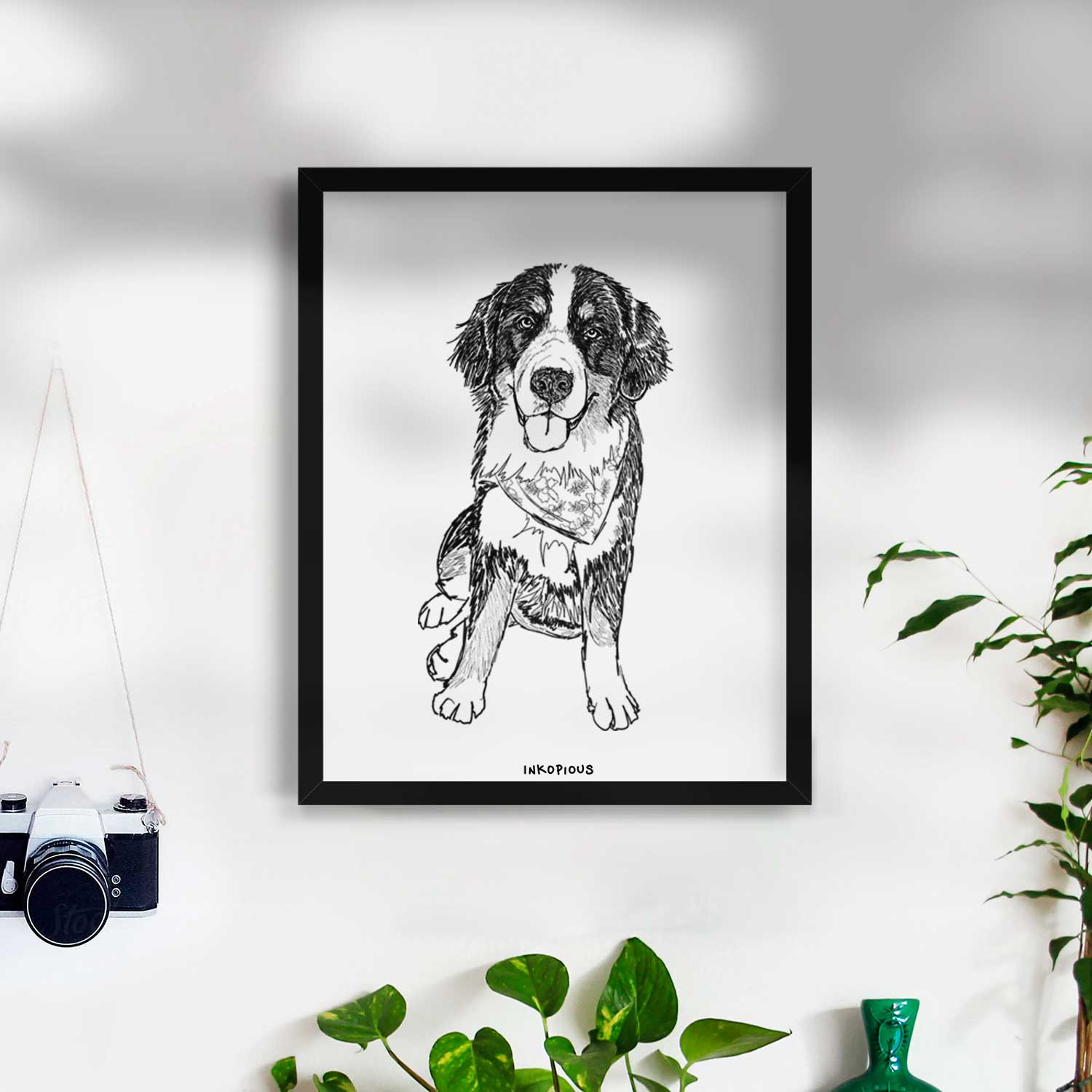 Doodled Kimber the Bernese Mountain Dog Art Print