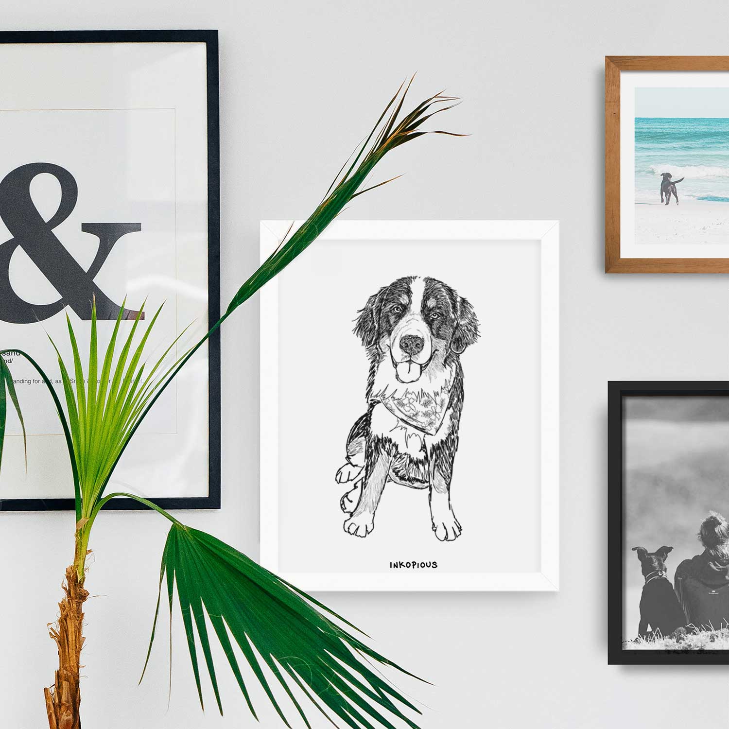 Doodled Kimber the Bernese Mountain Dog Art Print