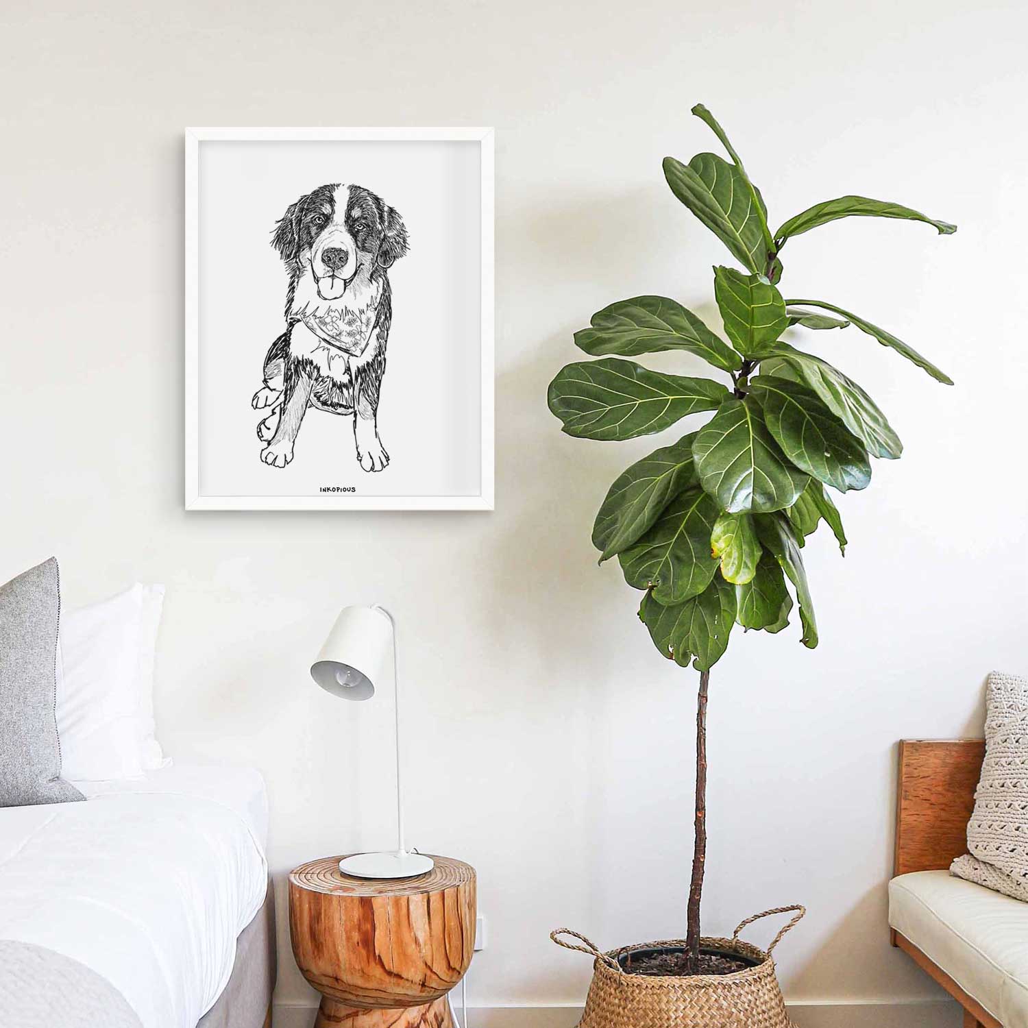 Doodled Kimber the Bernese Mountain Dog Art Print