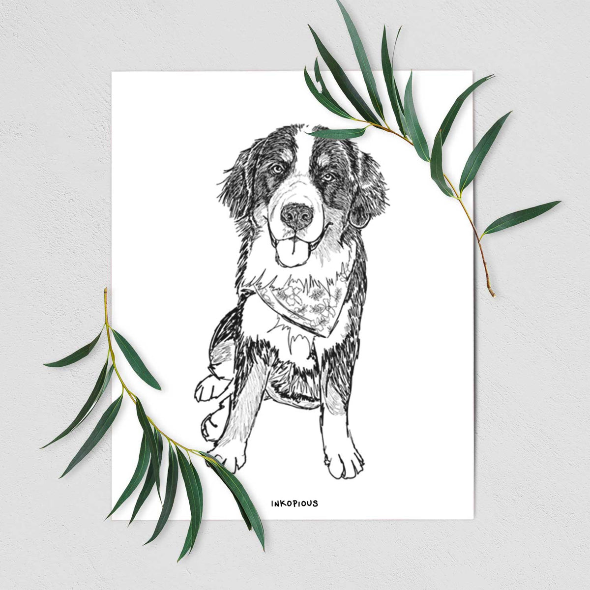 Doodled Kimber the Bernese Mountain Dog Art Print
