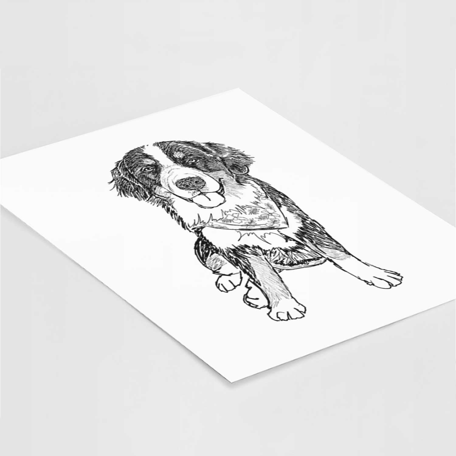 Doodled Kimber the Bernese Mountain Dog Art Print