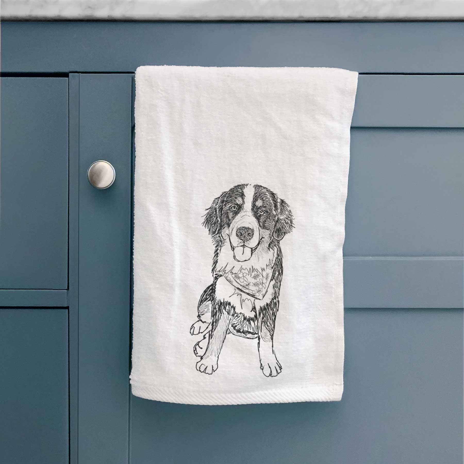 Doodled Kimber the Bernese Mountain Dog Decorative Hand Towel