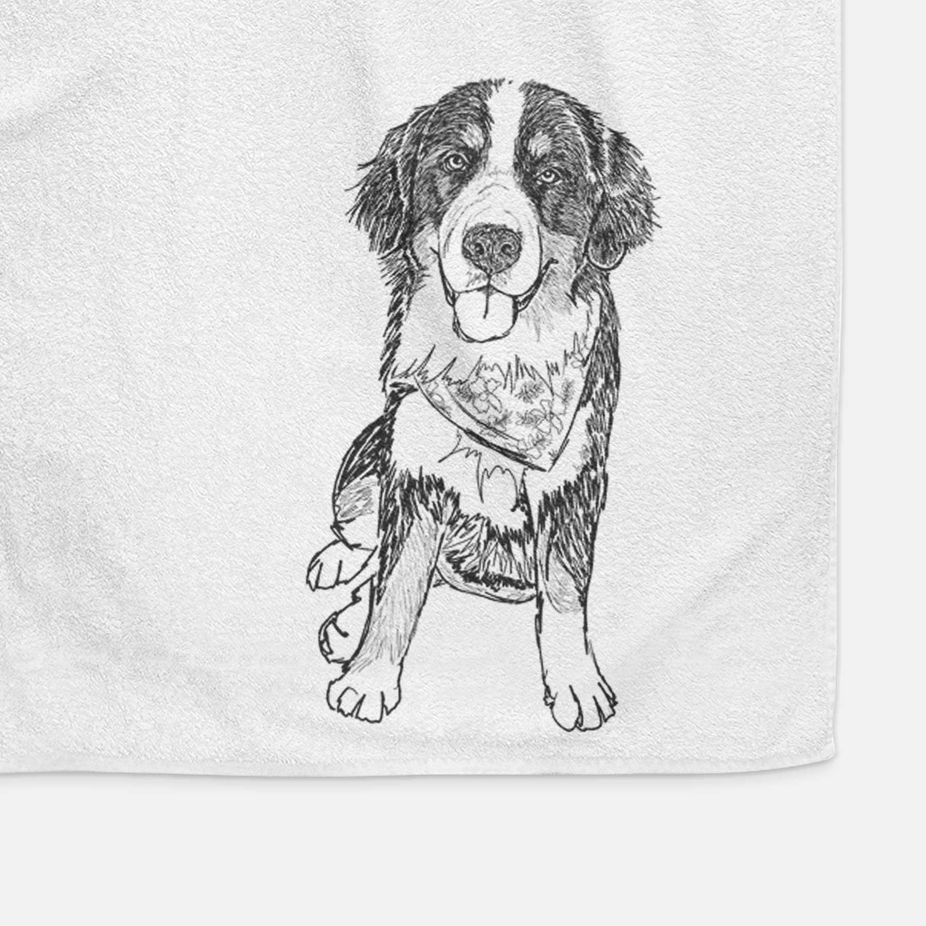 Doodled Kimber the Bernese Mountain Dog Decorative Hand Towel