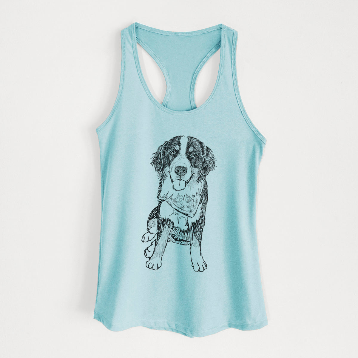 Doodled Kimber the Bernese Mountain Dog - Women&#39;s Racerback Tanktop