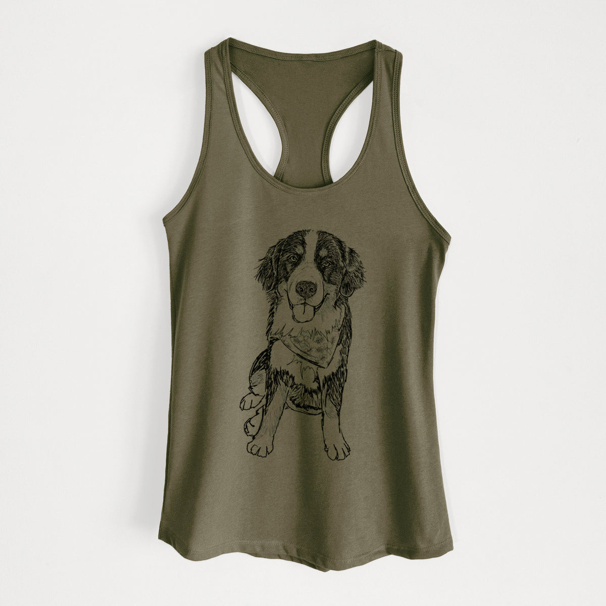 Doodled Kimber the Bernese Mountain Dog - Women's Racerback Tanktop