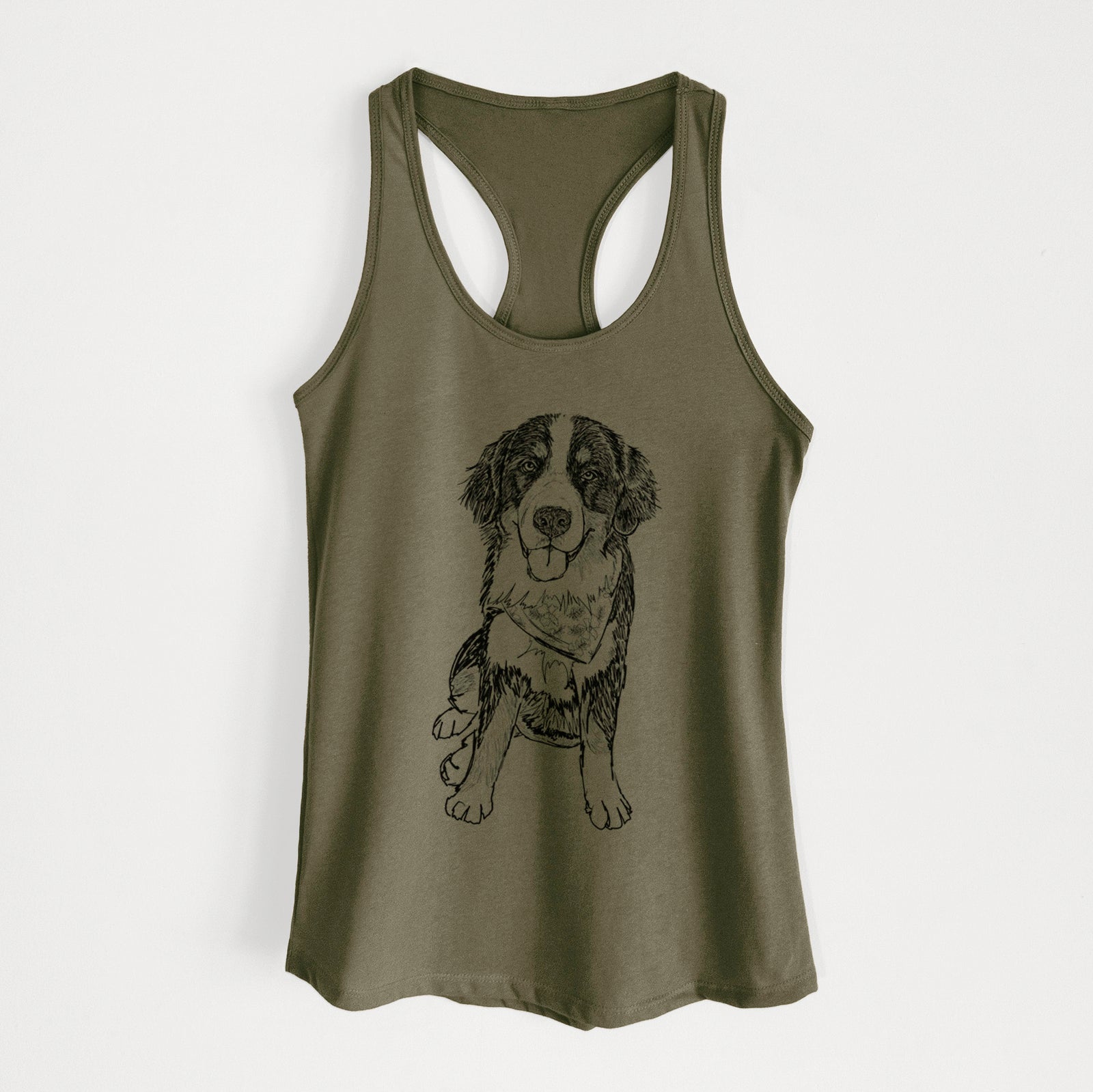 Doodled Kimber the Bernese Mountain Dog - Women's Racerback Tanktop