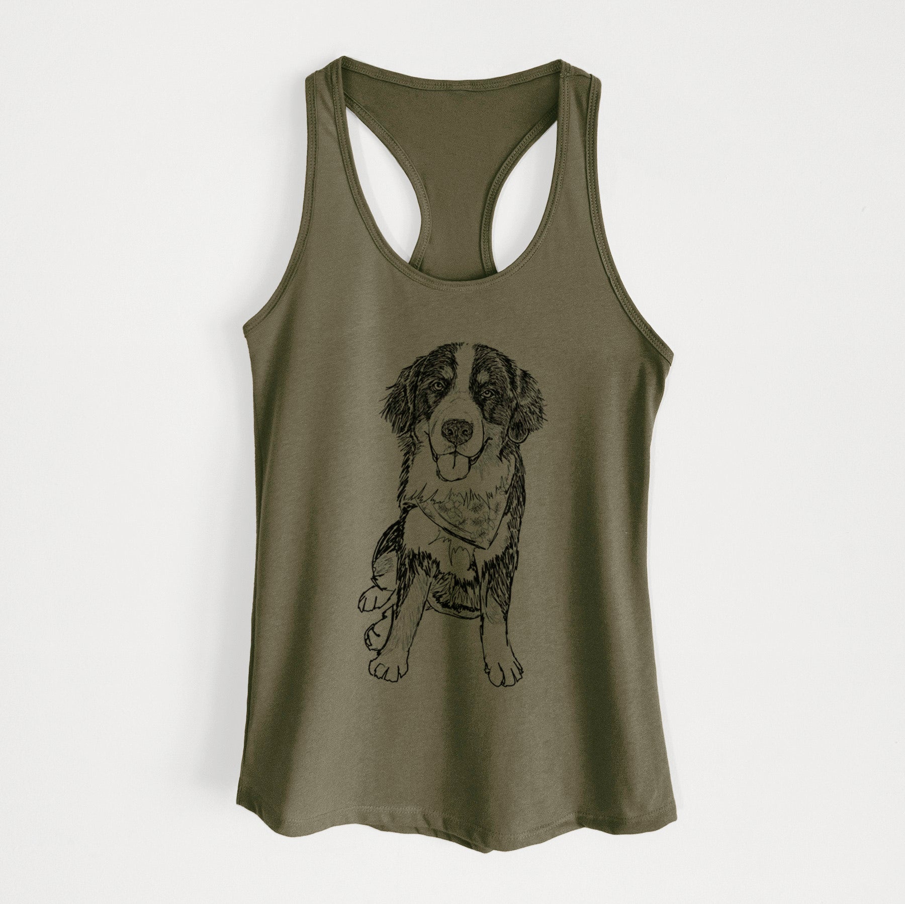 Doodled Kimber the Bernese Mountain Dog - Women's Racerback Tanktop