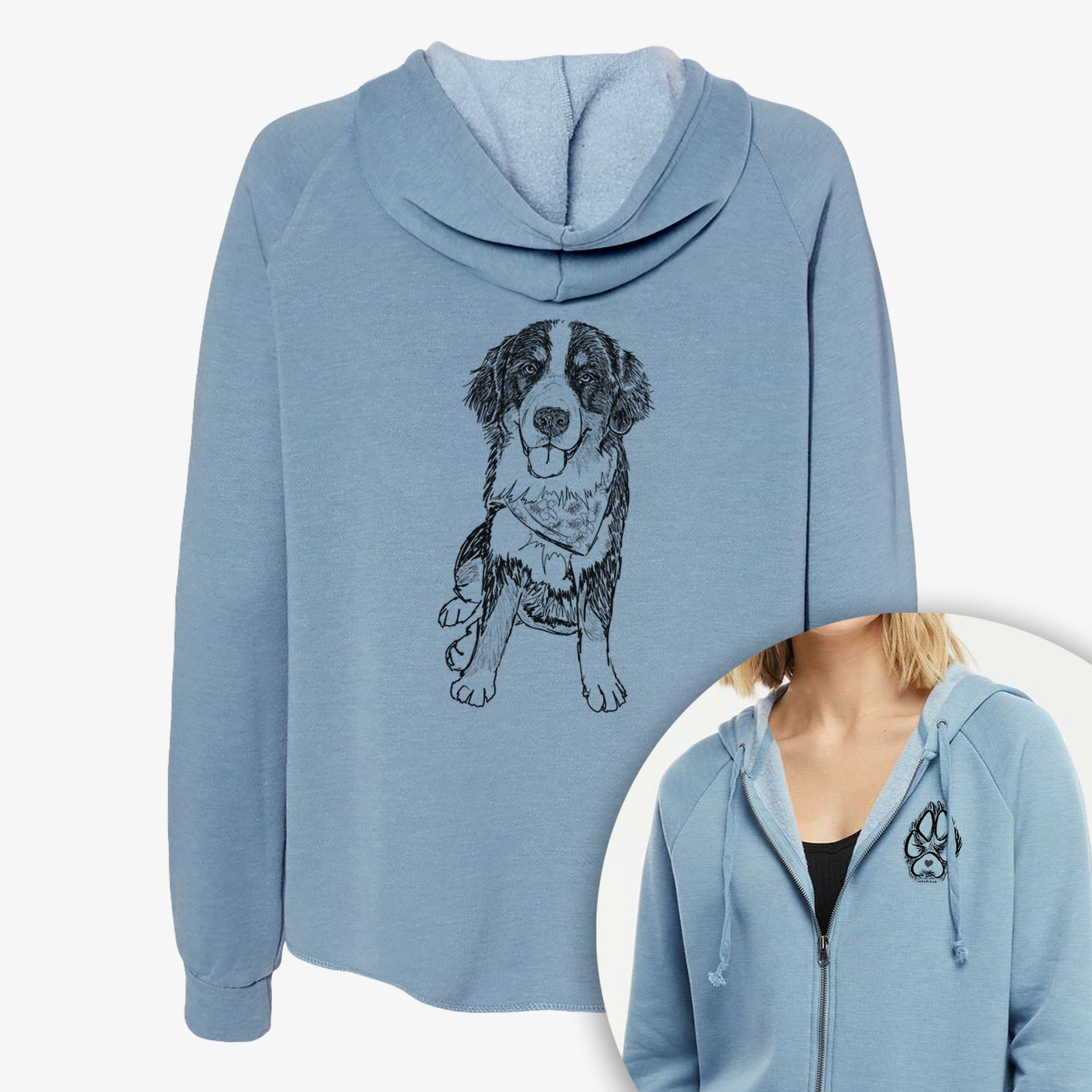 Doodled Kimber the Bernese Mountain Dog - Women's Cali Wave Zip-Up Sweatshirt