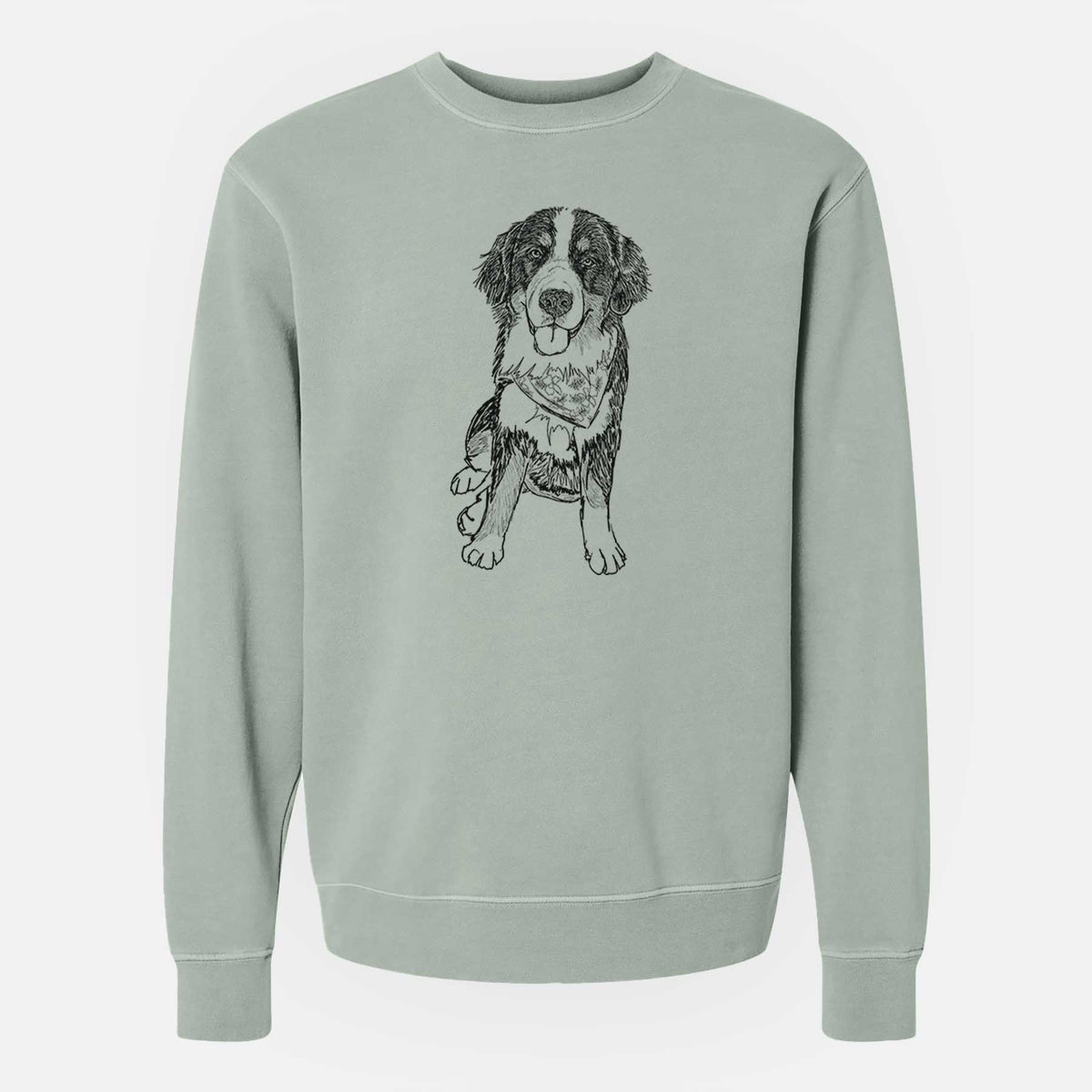 Doodled Kimber the Bernese Mountain Dog - Unisex Pigment Dyed Crew Sweatshirt