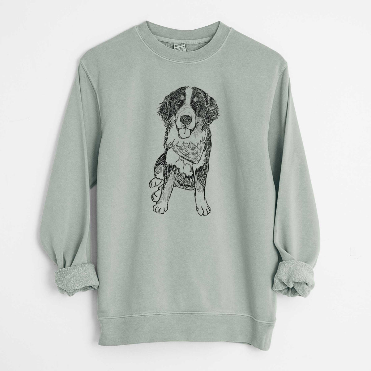 Doodled Kimber the Bernese Mountain Dog - Unisex Pigment Dyed Crew Sweatshirt