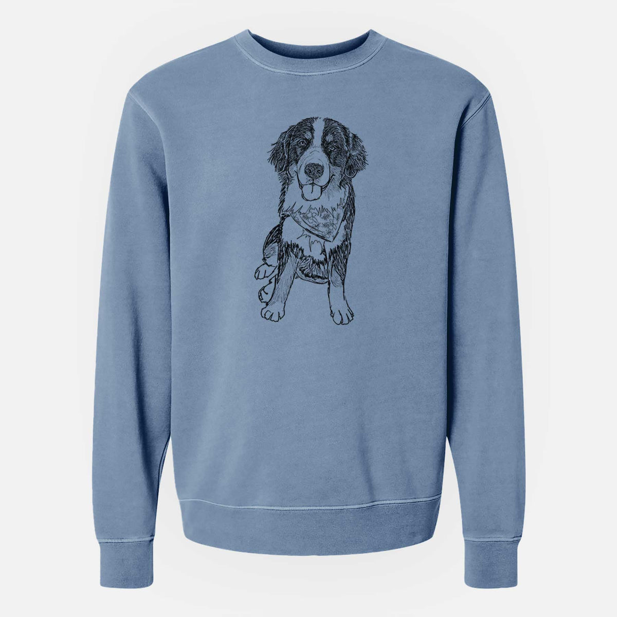 Doodled Kimber the Bernese Mountain Dog - Unisex Pigment Dyed Crew Sweatshirt
