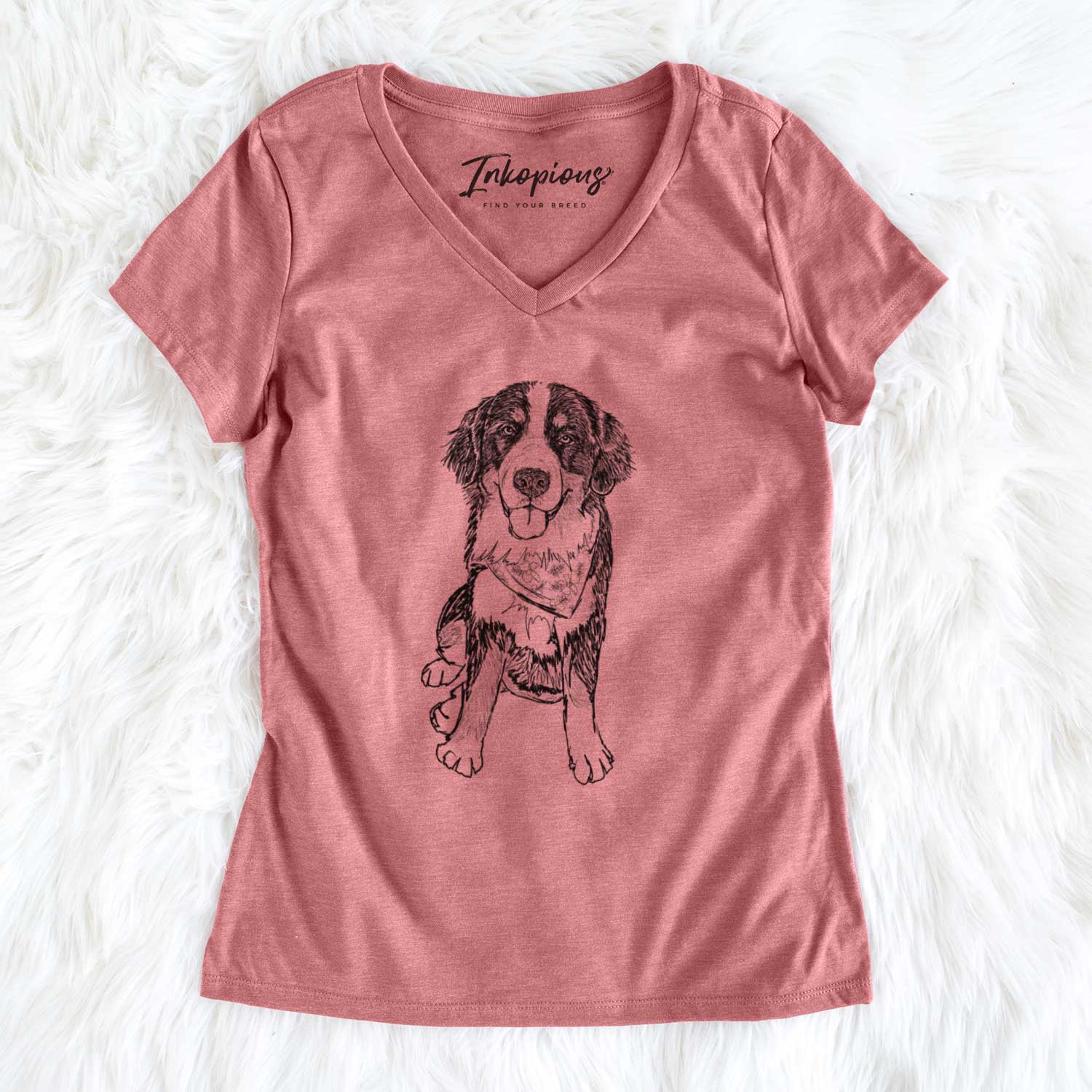 Doodled Kimber the Bernese Mountain Dog - Women's V-neck Shirt