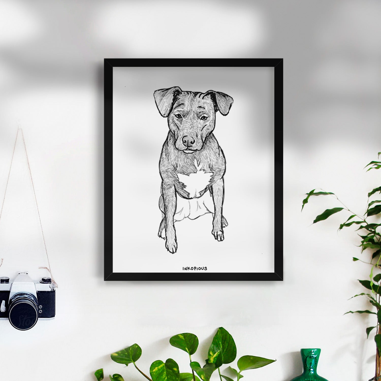 Doodled Kinley the Pitbull Mix Art Print