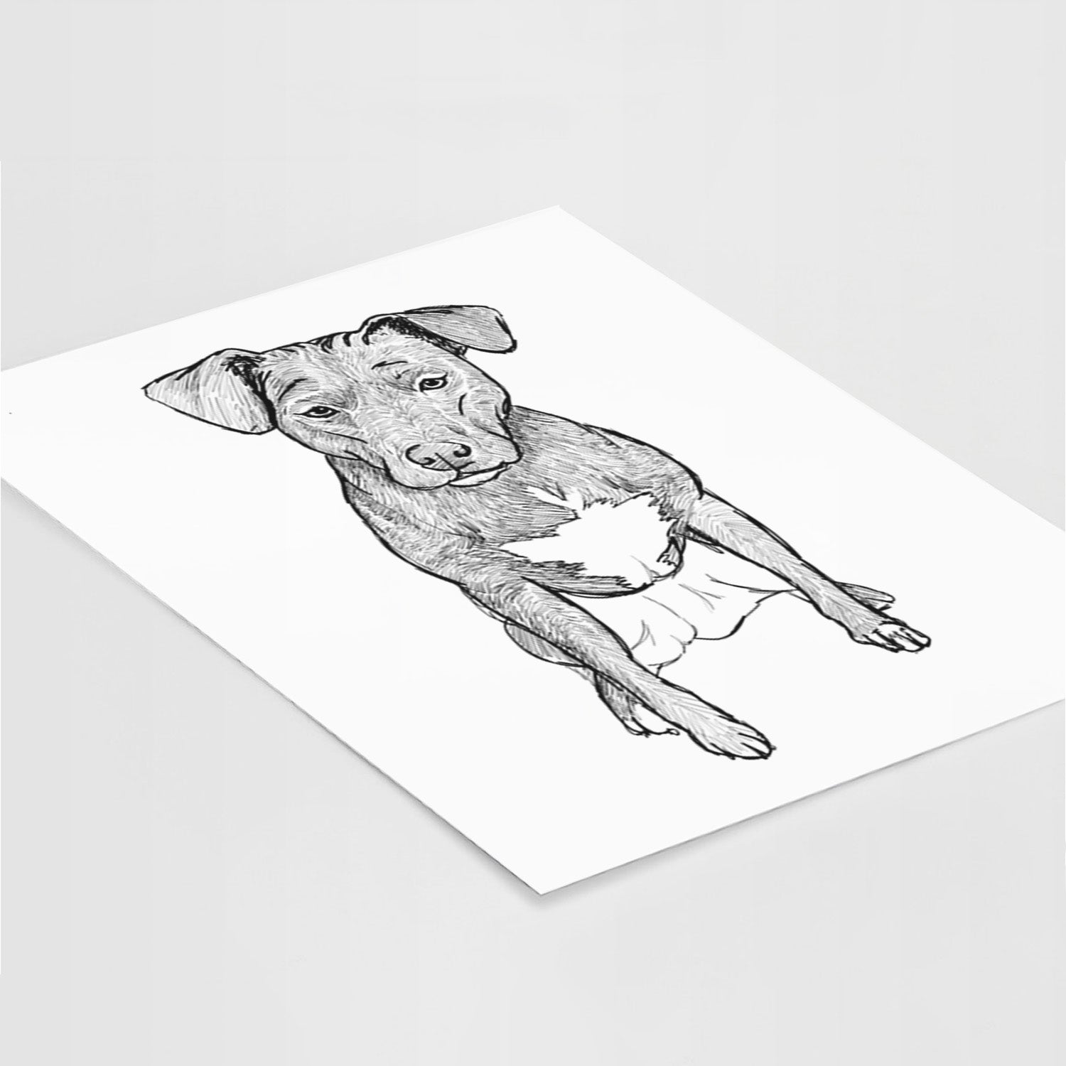 Doodled Kinley the Pitbull Mix Art Print