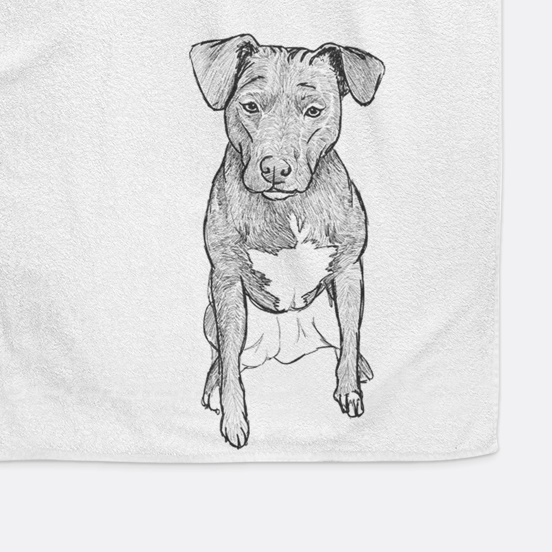 Doodled Kinley the Pitbull Mix Decorative Hand Towel