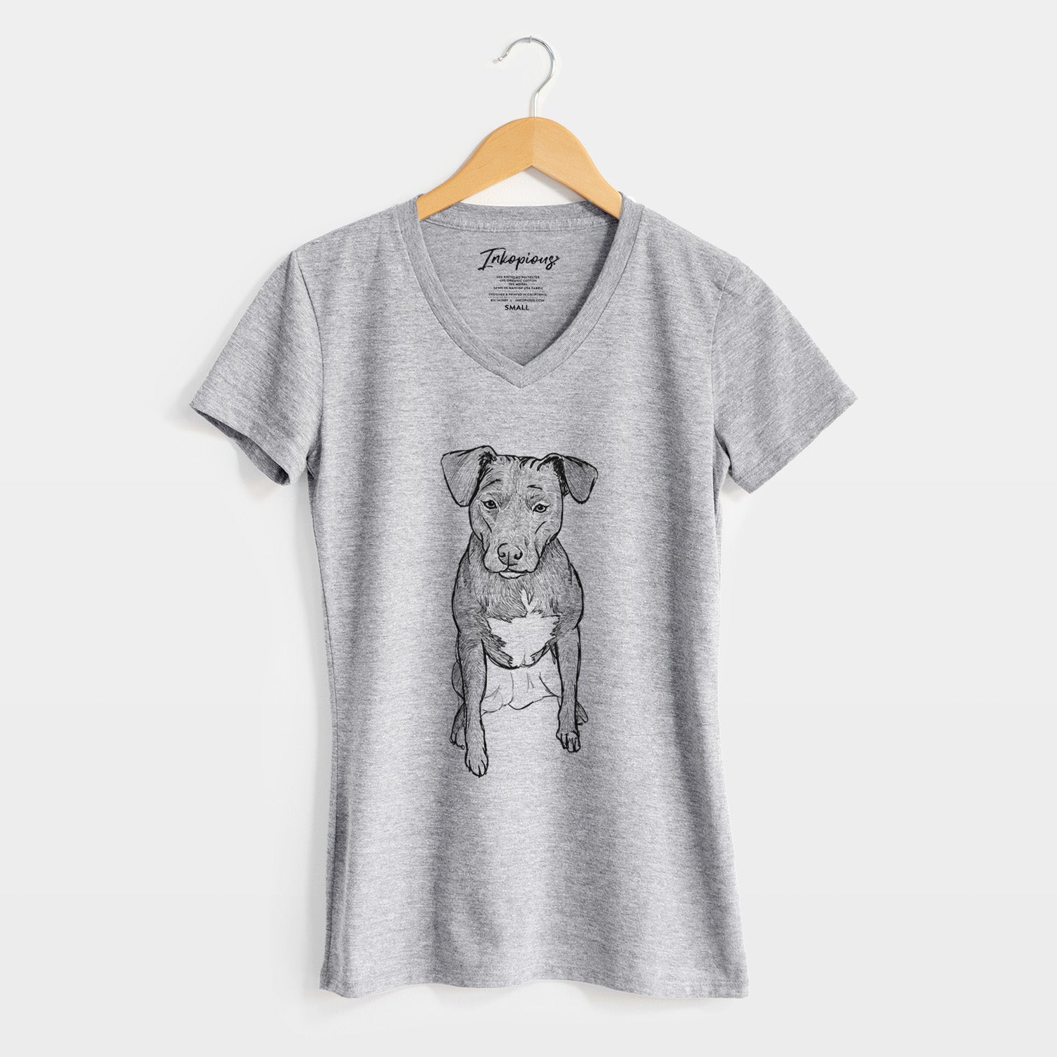 Doodled Kinley the Pitbull Mix - Women's Perfect V-neck Shirt