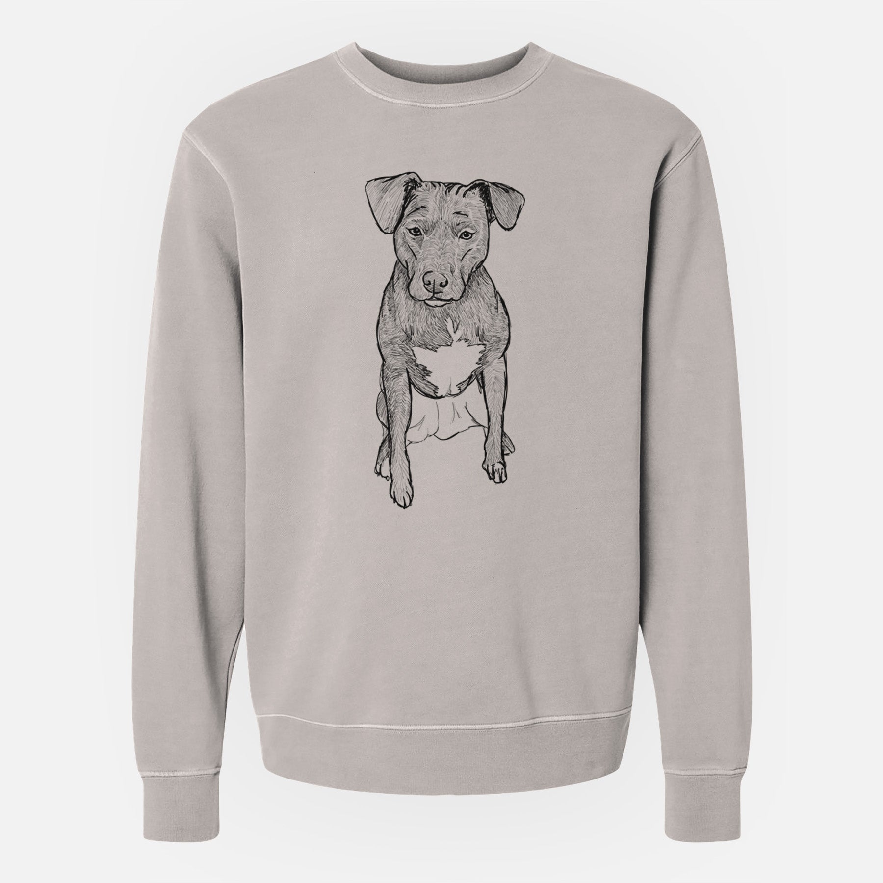 Doodled Kinley the Pitbull Mix - Unisex Pigment Dyed Crew Sweatshirt