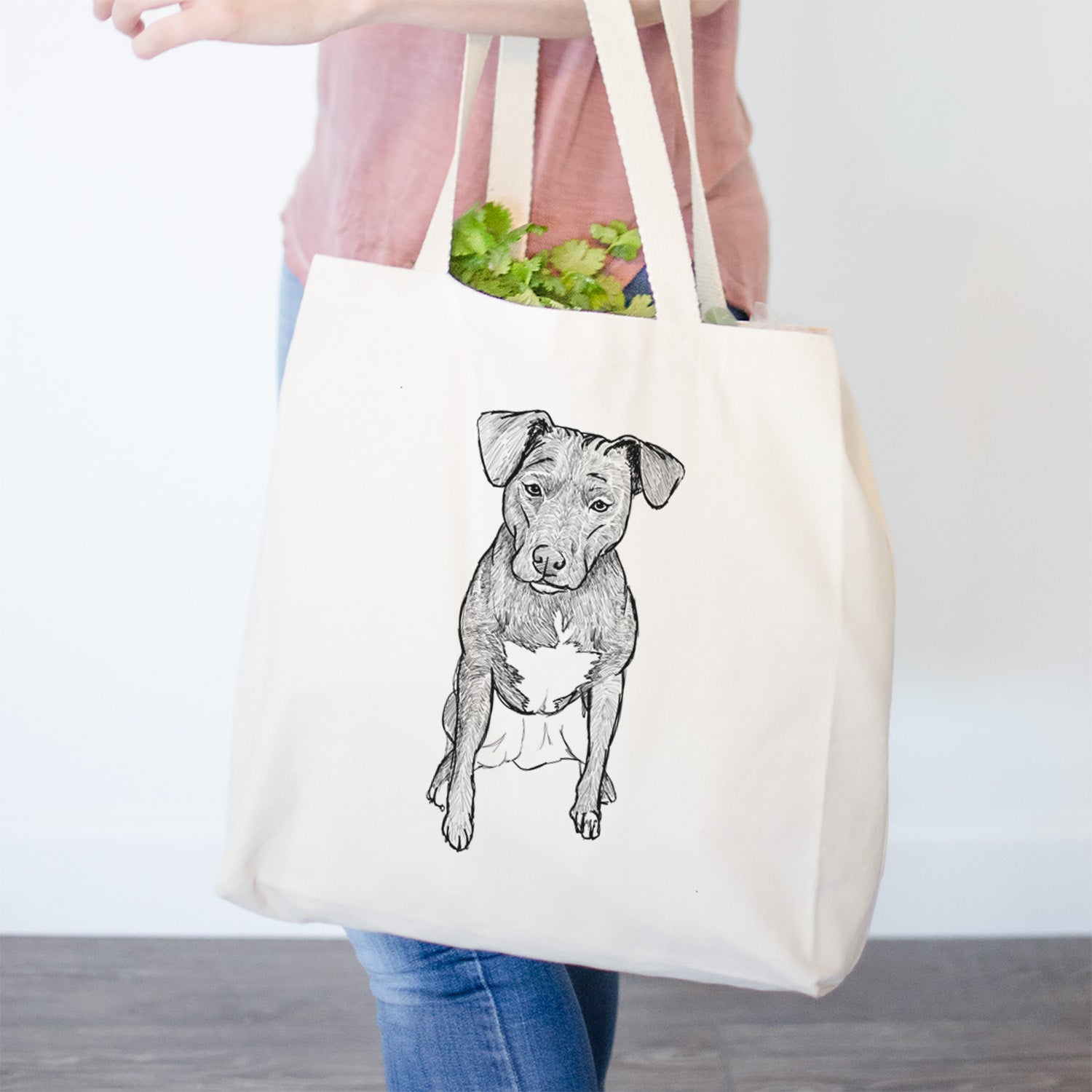 Doodled Kinley the Pitbull Mix - Tote Bag