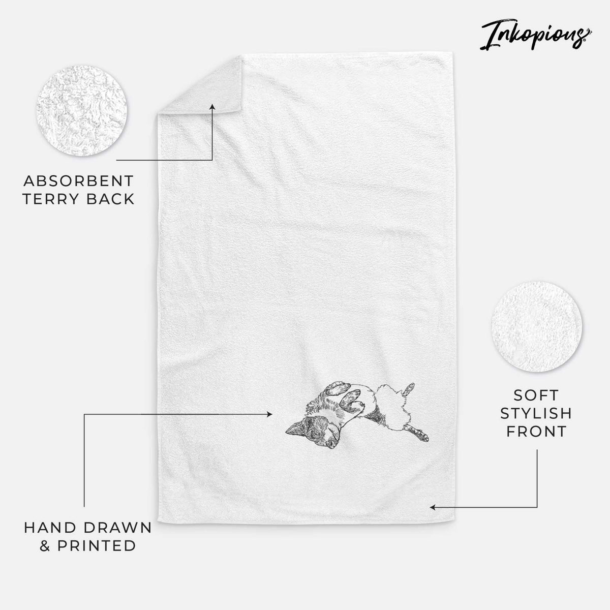 Doodled Kira the Australian Cattle Dog Decorative Hand Towel