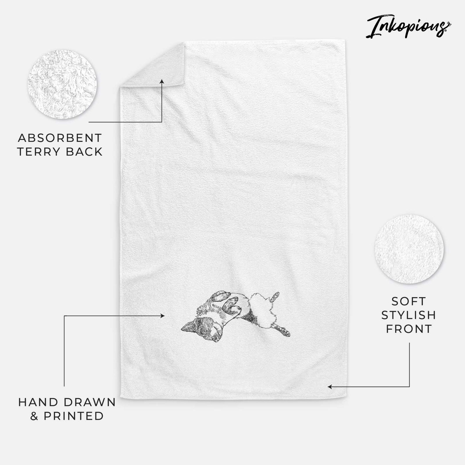 Doodled Kira the Australian Cattle Dog Decorative Hand Towel