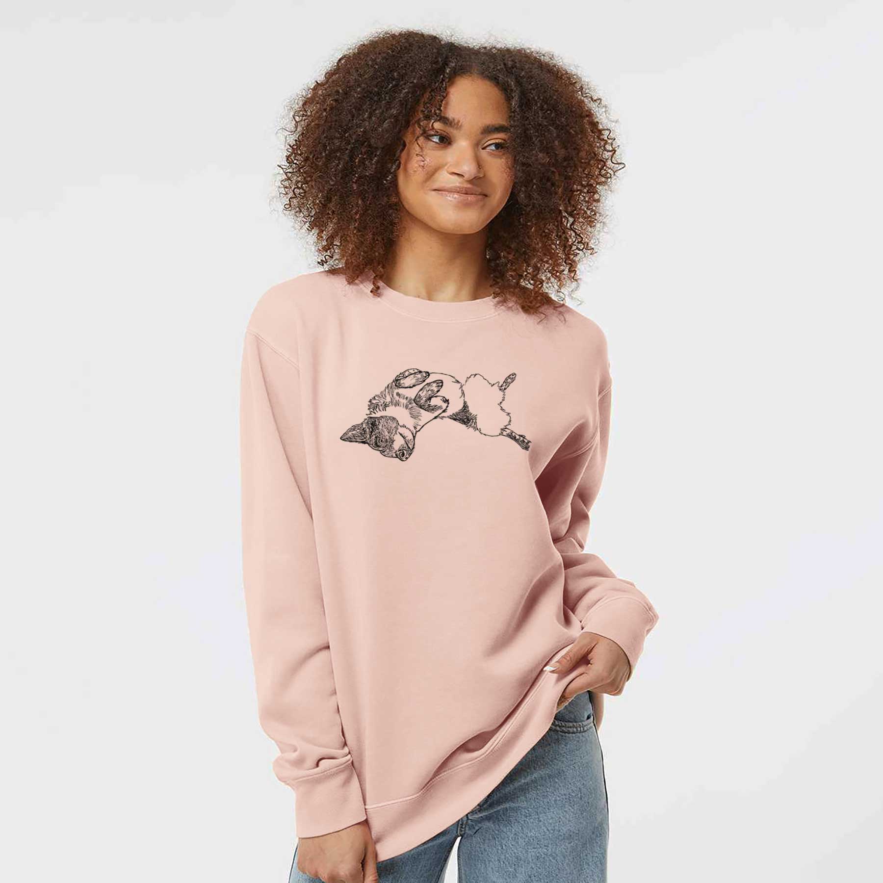 Doodled Kira the Australian Cattle Dog - Unisex Pigment Dyed Crew Sweatshirt