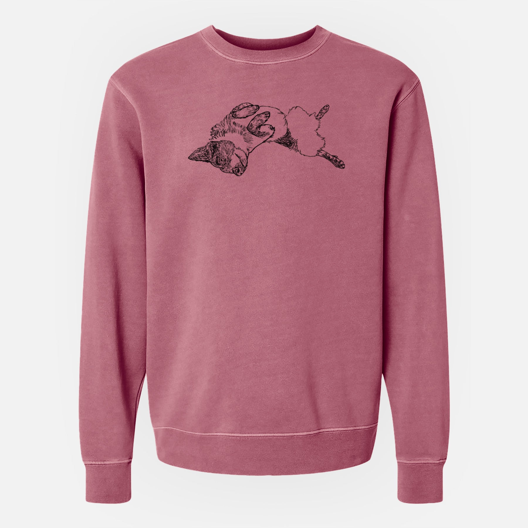 Doodled Kira the Australian Cattle Dog - Unisex Pigment Dyed Crew Sweatshirt