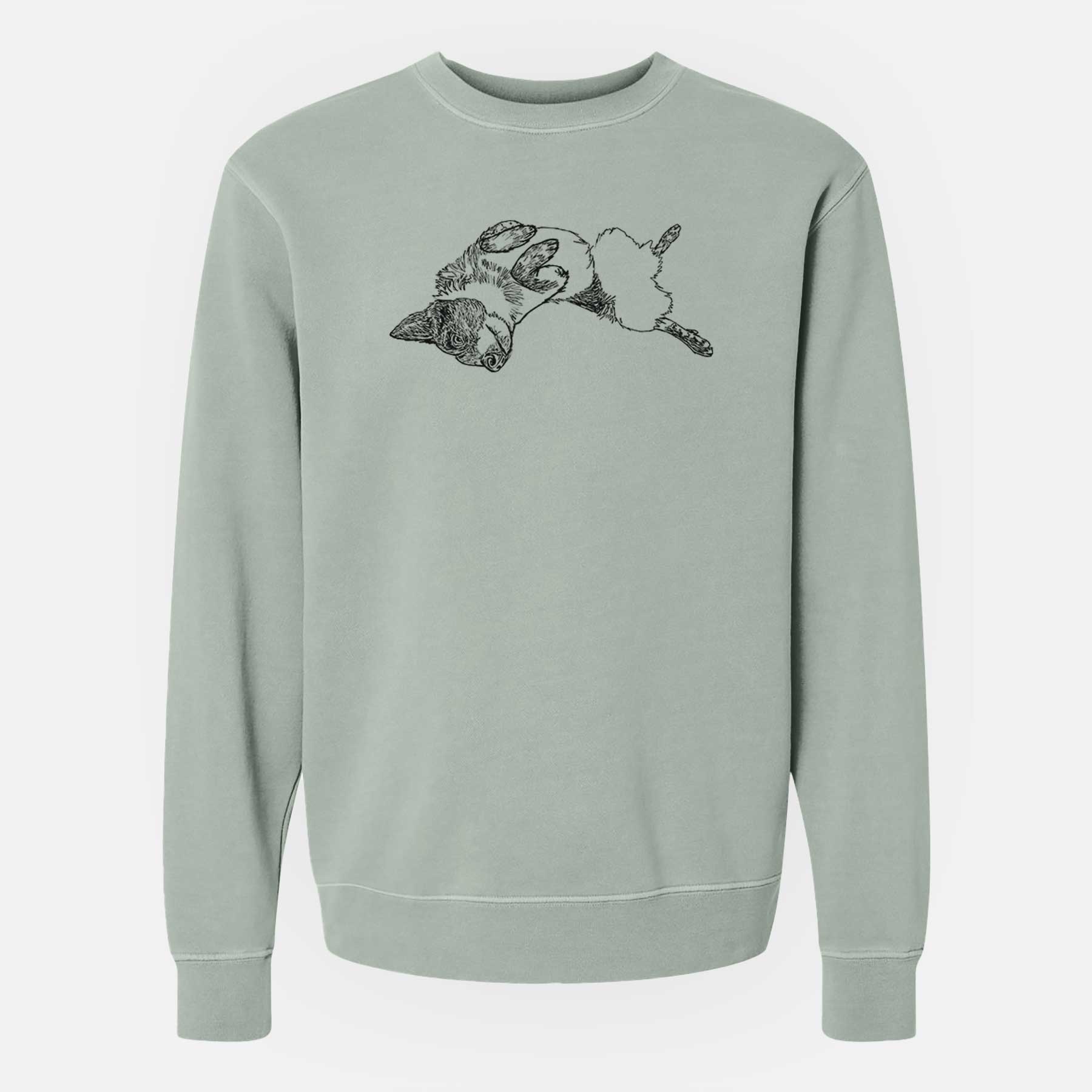 Doodled Kira the Australian Cattle Dog - Unisex Pigment Dyed Crew Sweatshirt