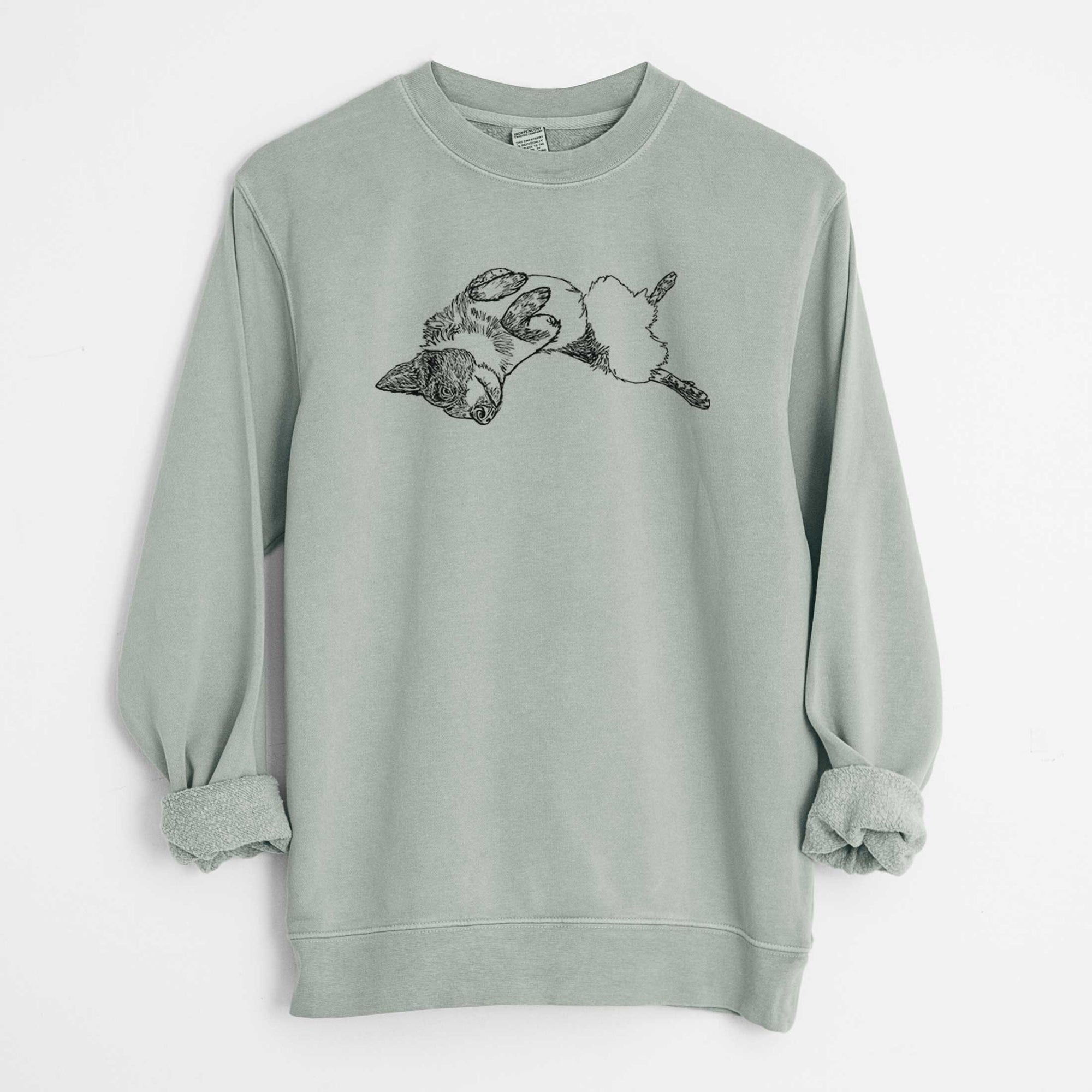 Doodled Kira the Australian Cattle Dog - Unisex Pigment Dyed Crew Sweatshirt