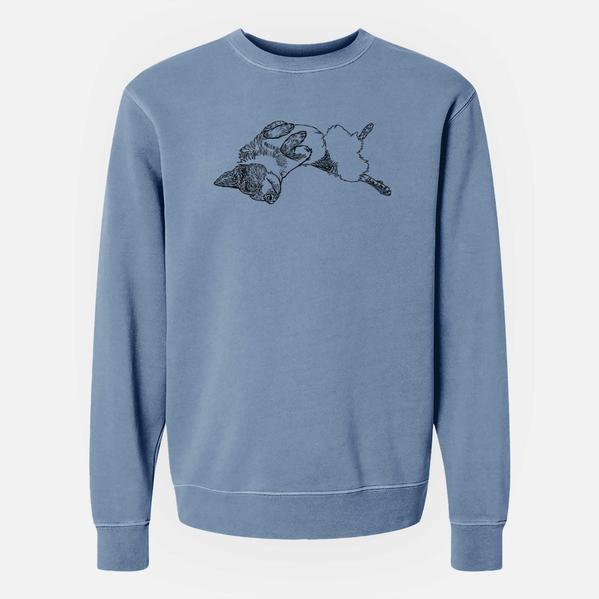 Doodled Kira the Australian Cattle Dog - Unisex Pigment Dyed Crew Sweatshirt