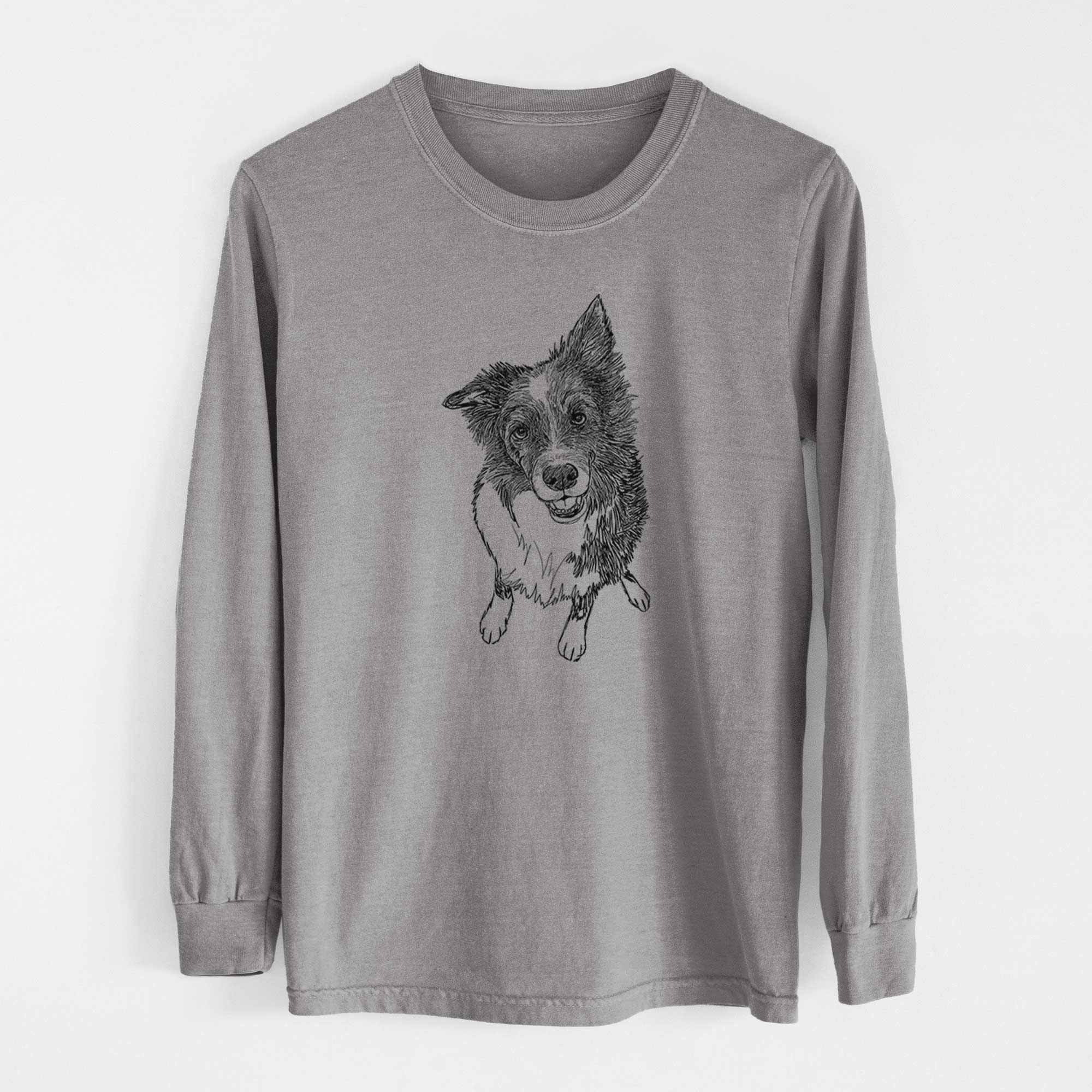 Doodled Koa the Border Collie - Heavyweight 100% Cotton Long Sleeve