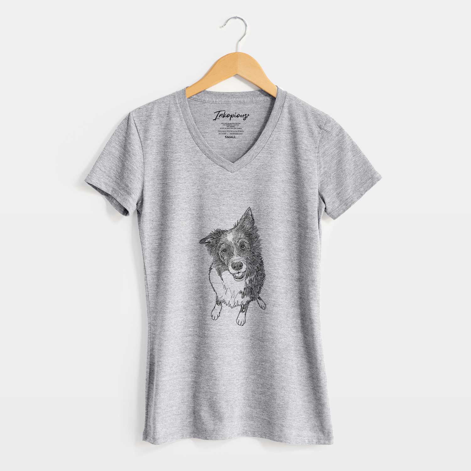 Doodled Koa the Border Collie - Women's V-neck Shirt