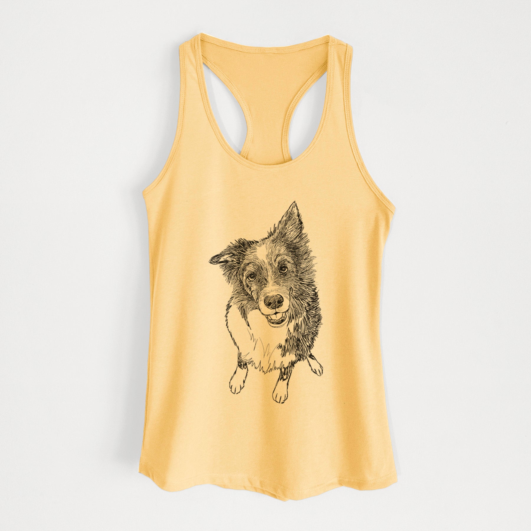 Doodled Koa the Border Collie - Women's Racerback Tanktop