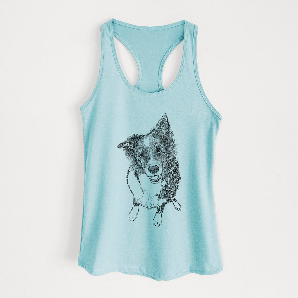 Doodled Koa the Border Collie - Women&#39;s Racerback Tanktop