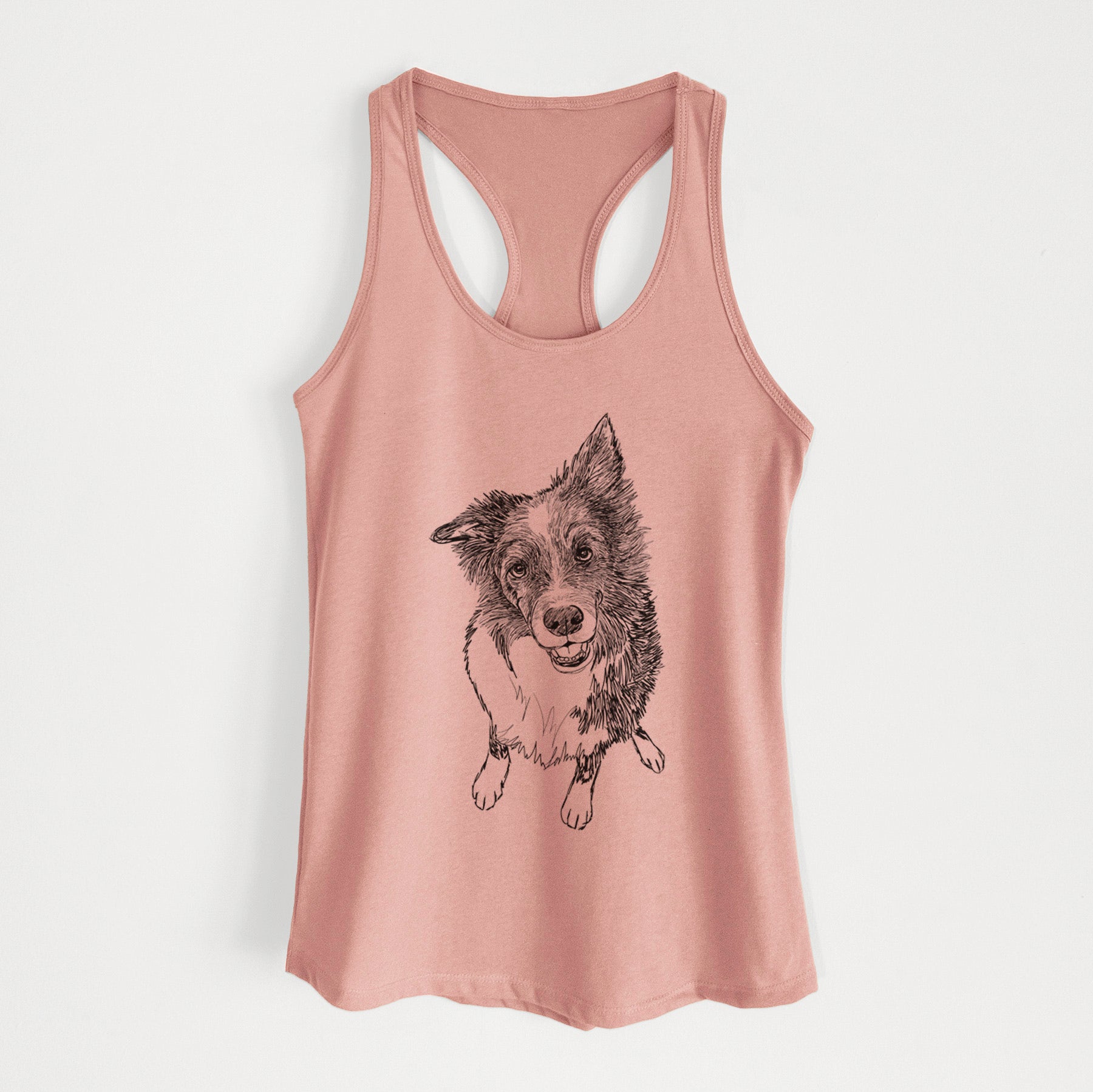 Doodled Koa the Border Collie - Women's Racerback Tanktop