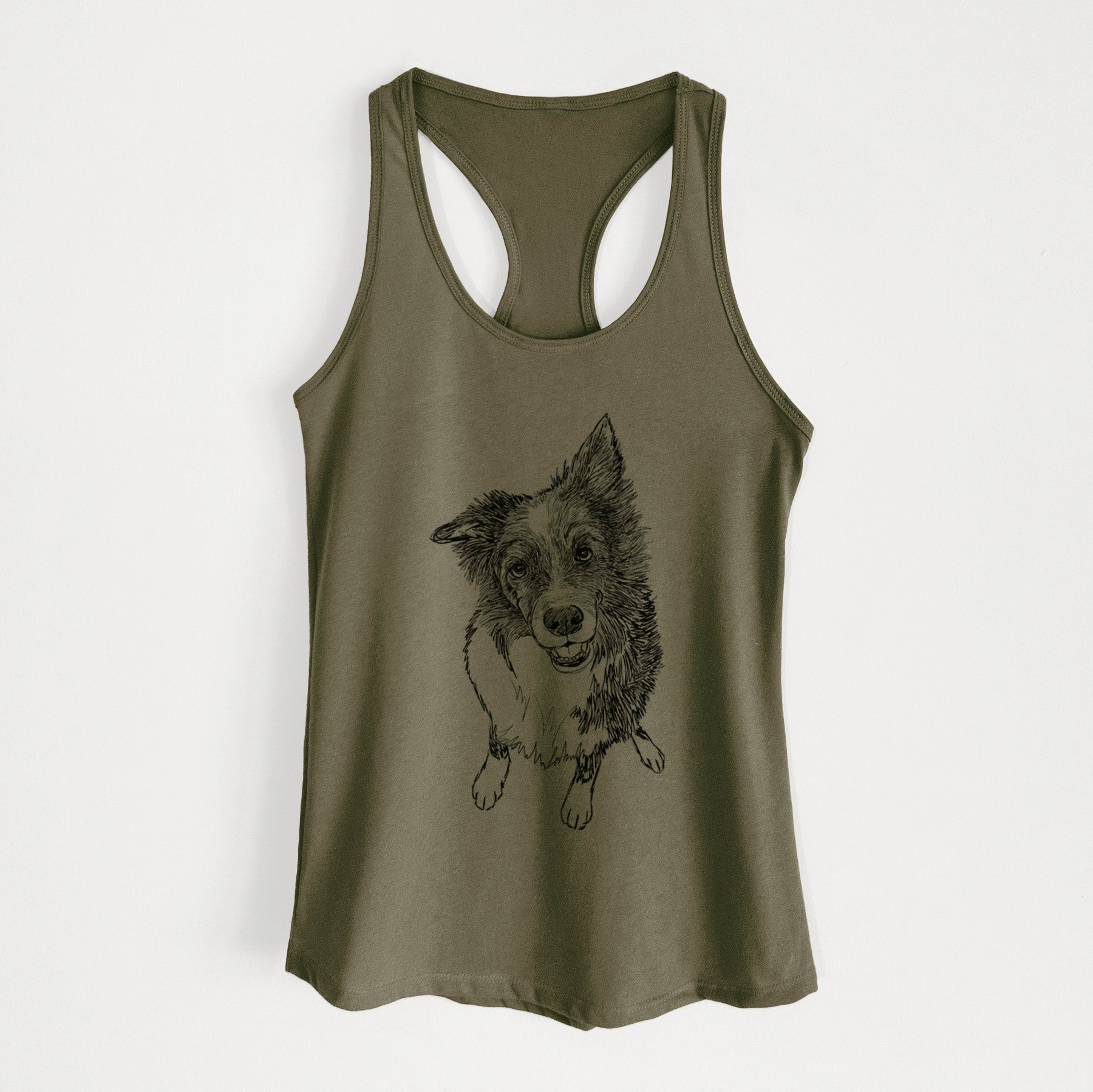 Doodled Koa the Border Collie - Women's Racerback Tanktop