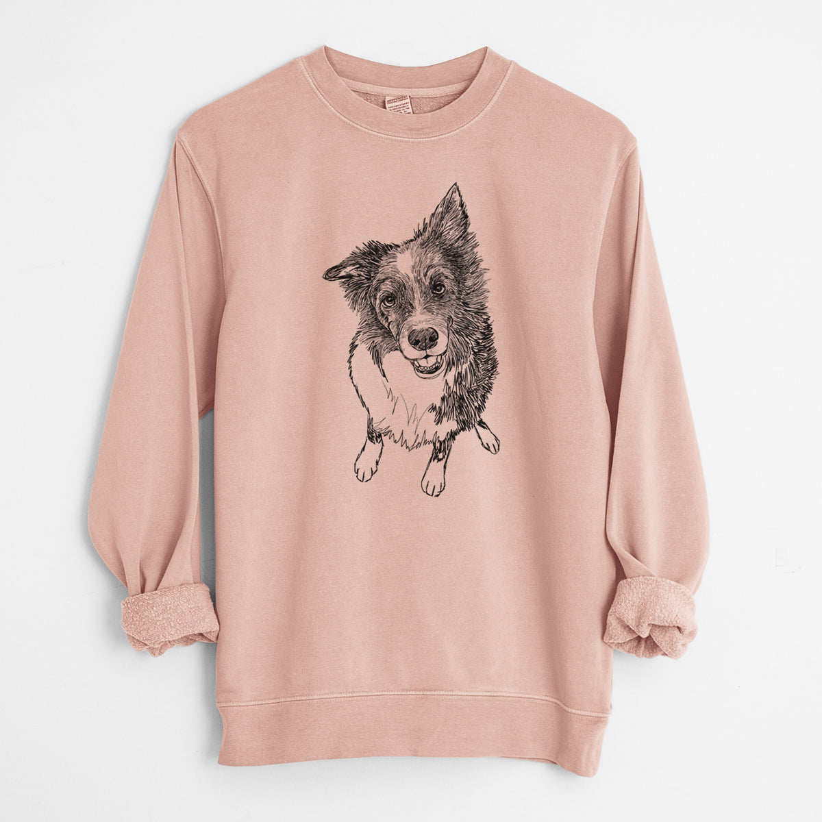 Doodled Koa the Border Collie - Unisex Pigment Dyed Crew Sweatshirt