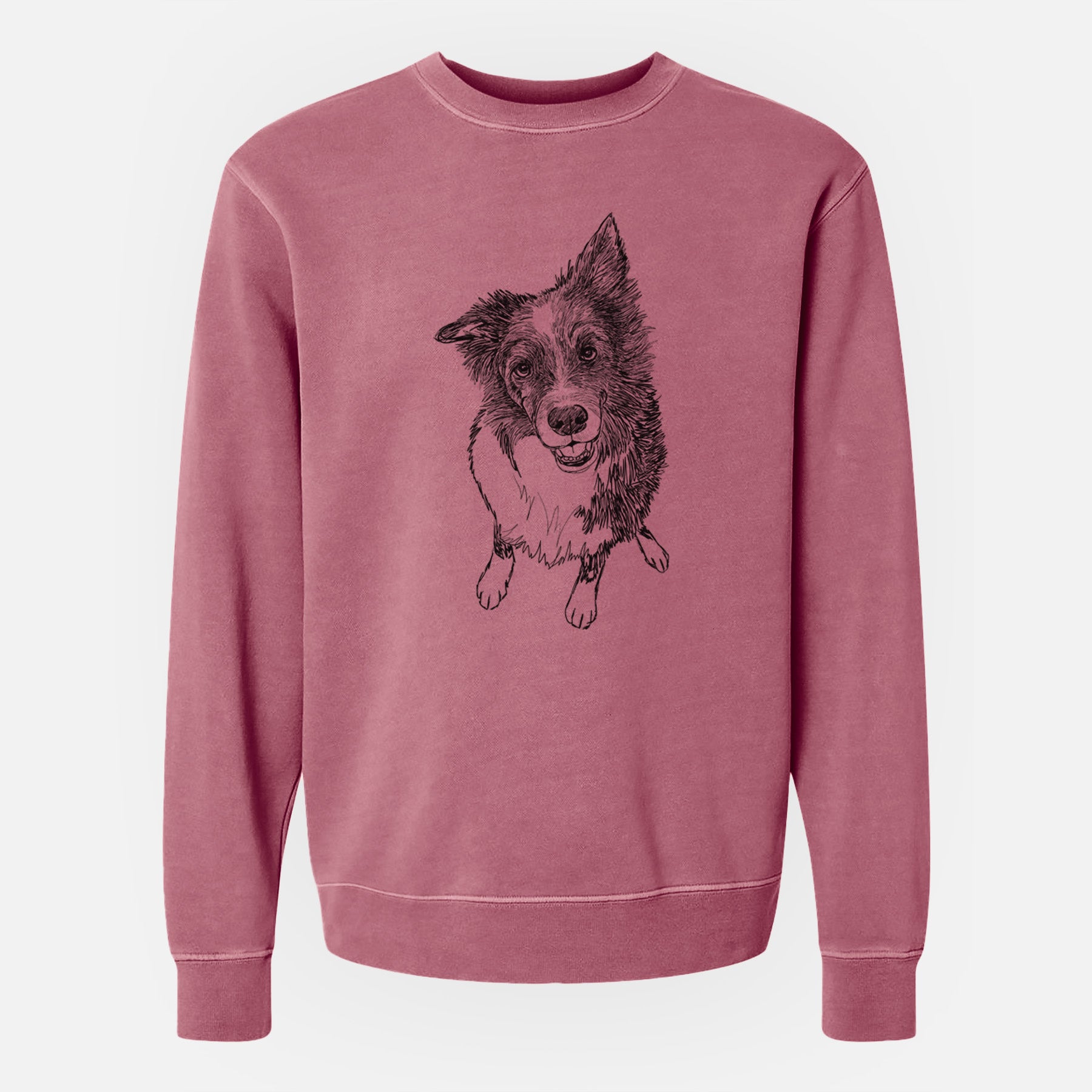 Doodled Koa the Border Collie - Unisex Pigment Dyed Crew Sweatshirt