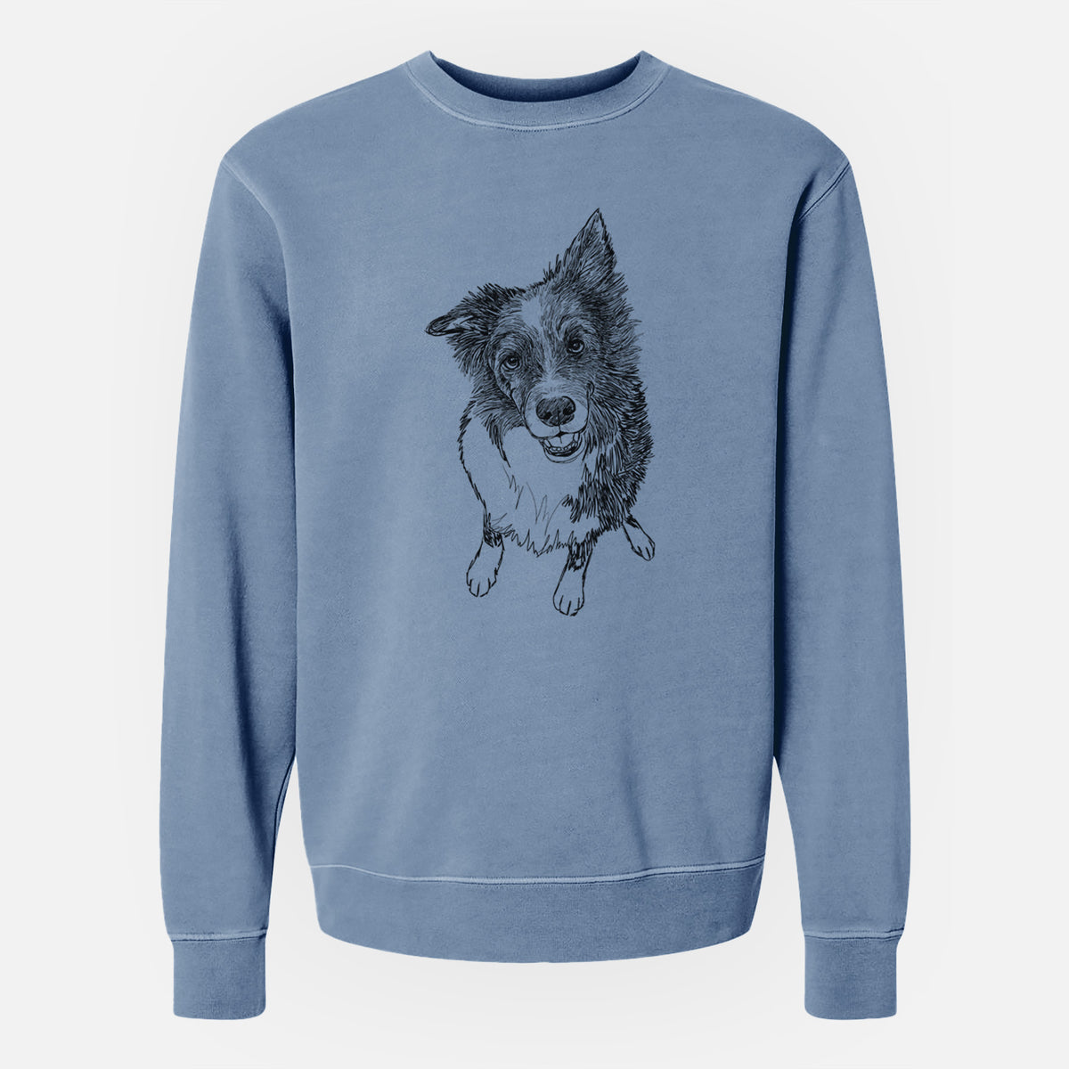 Doodled Koa the Border Collie - Unisex Pigment Dyed Crew Sweatshirt