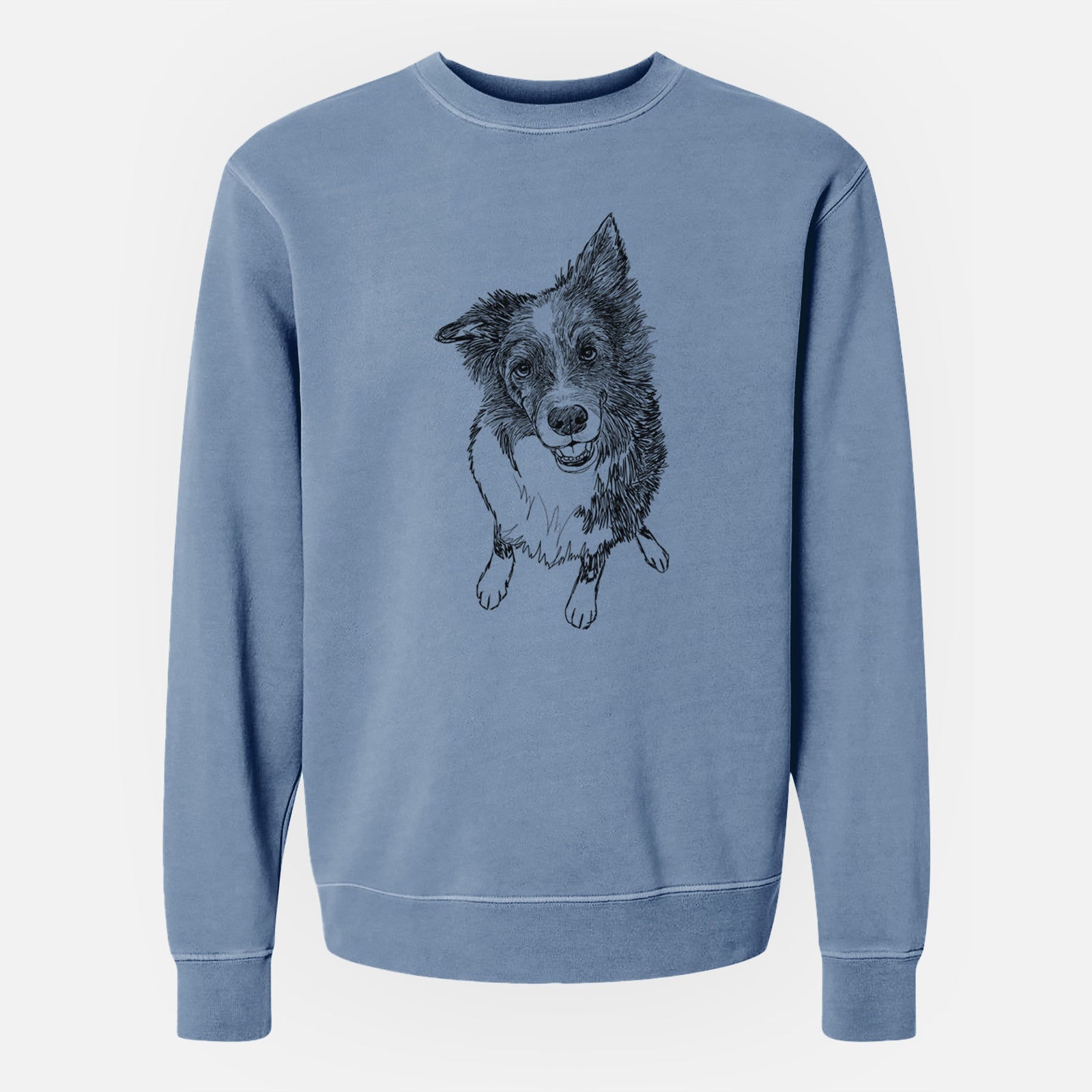 Doodled Koa the Border Collie - Unisex Pigment Dyed Crew Sweatshirt