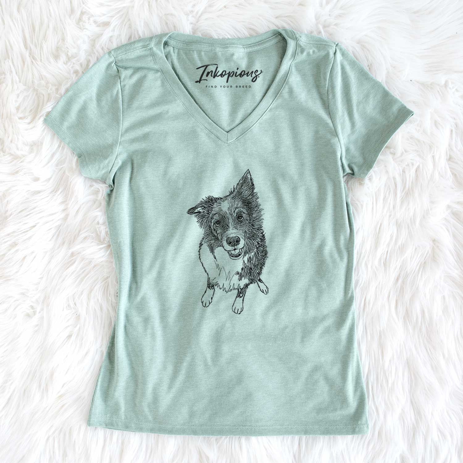 Doodled Koa the Border Collie - Women's V-neck Shirt