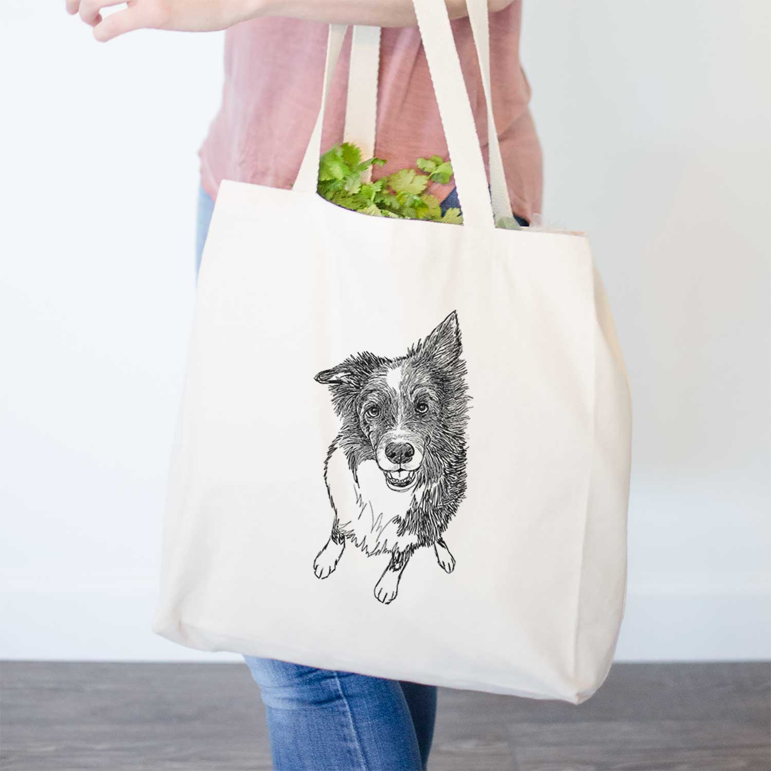 Doodled Koa the Border Collie - Tote Bag